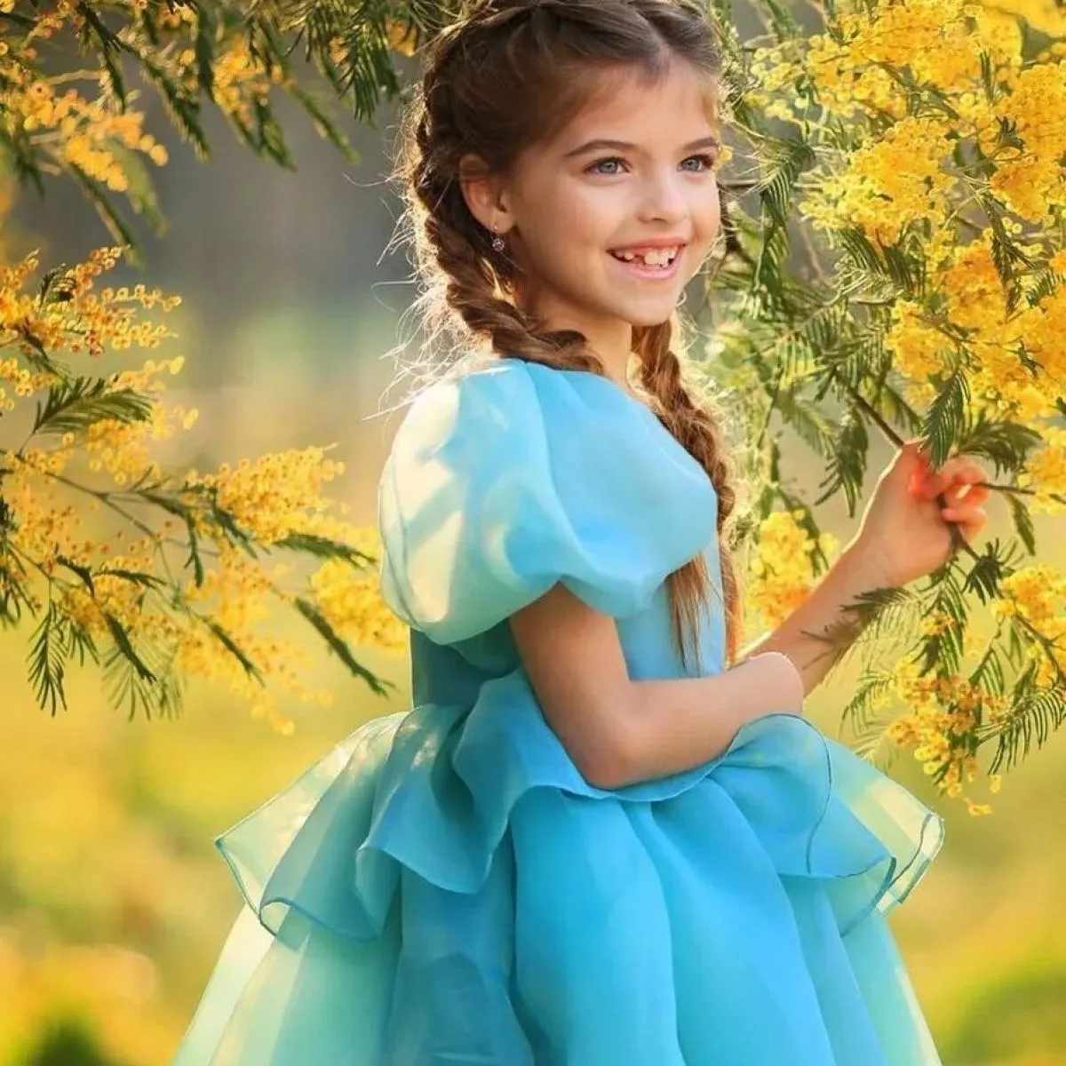 2 8t Nuovo vestito da principessa in rete per ragazze Vestito da principessa in rete per bambina con maniche a palloncino da pri