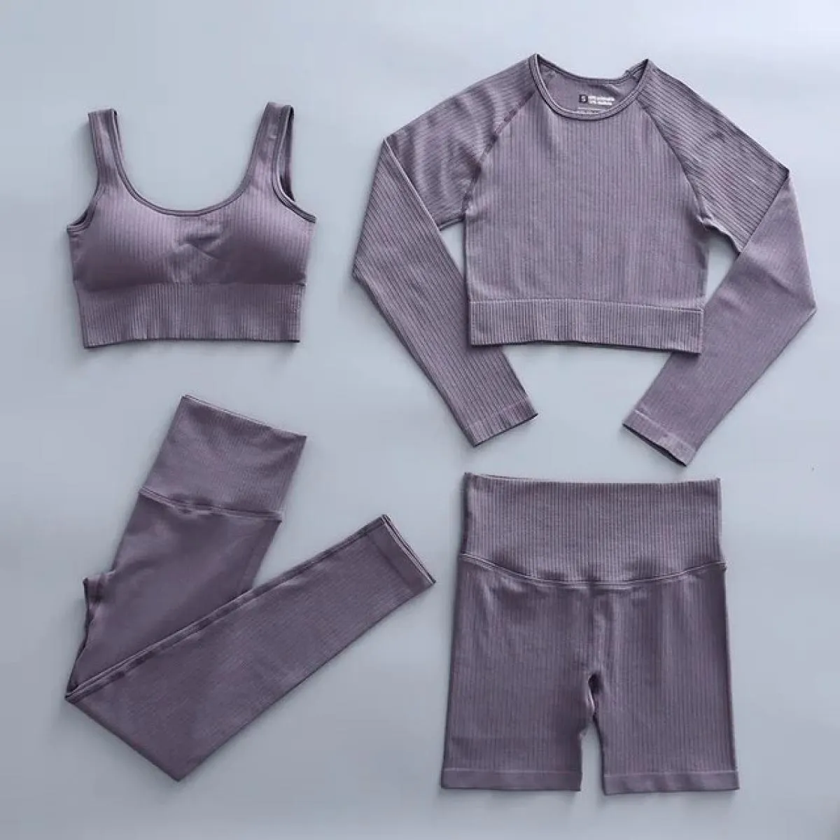 2/4 pezzi Set da Yoga senza cuciture Sport Fitness Vita alta Pantaloni per il sollevamento dell'anca Reggiseno sportivo Abiti da