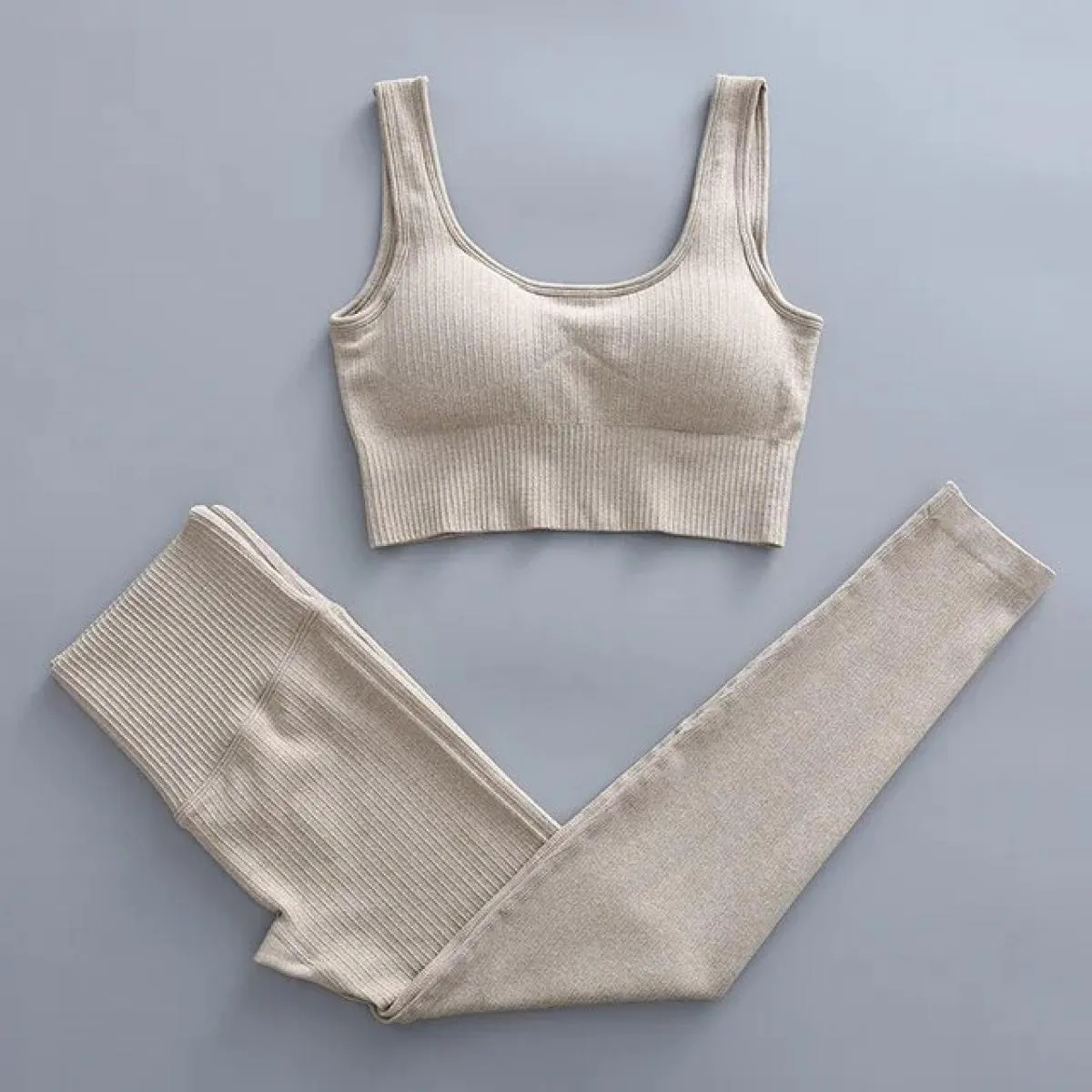 2/4 pezzi Set da Yoga senza cuciture Sport Fitness Vita alta Pantaloni per il sollevamento dell'anca Reggiseno sportivo Abiti da