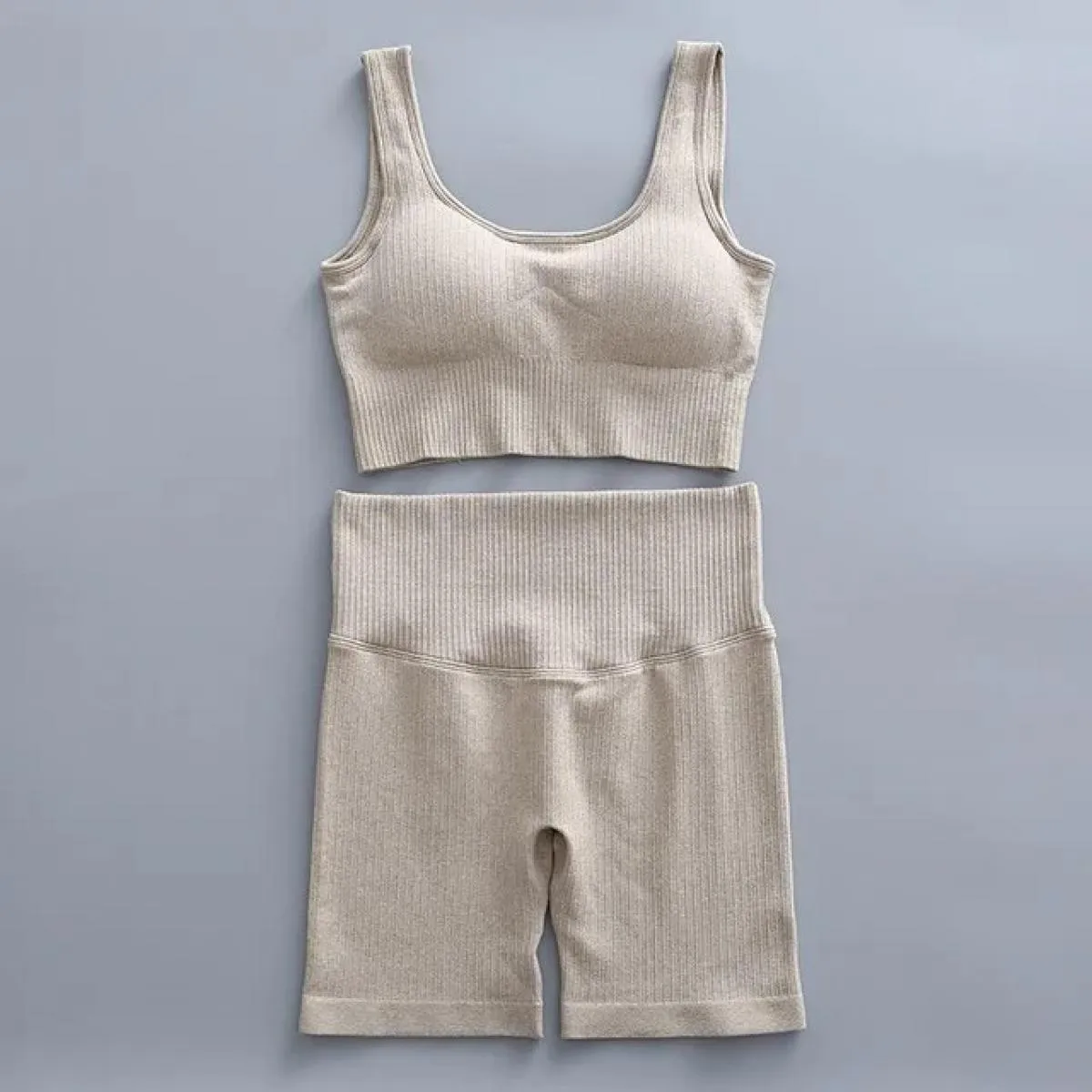 2/4 pezzi Set da Yoga senza cuciture Sport Fitness Vita alta Pantaloni per il sollevamento dell'anca Reggiseno sportivo Abiti da