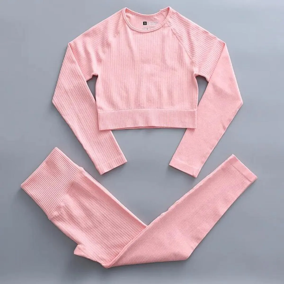 2/4 pezzi Set da Yoga senza cuciture Sport Fitness Vita alta Pantaloni per il sollevamento dell'anca Reggiseno sportivo Abiti da