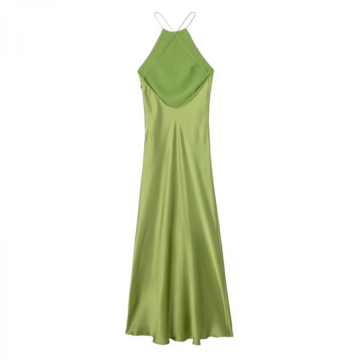 Abito estivo elegante in seta per le donne Halter lungo elegante abiti skinny festa femminile da sera Criss Cross Backless Traf
