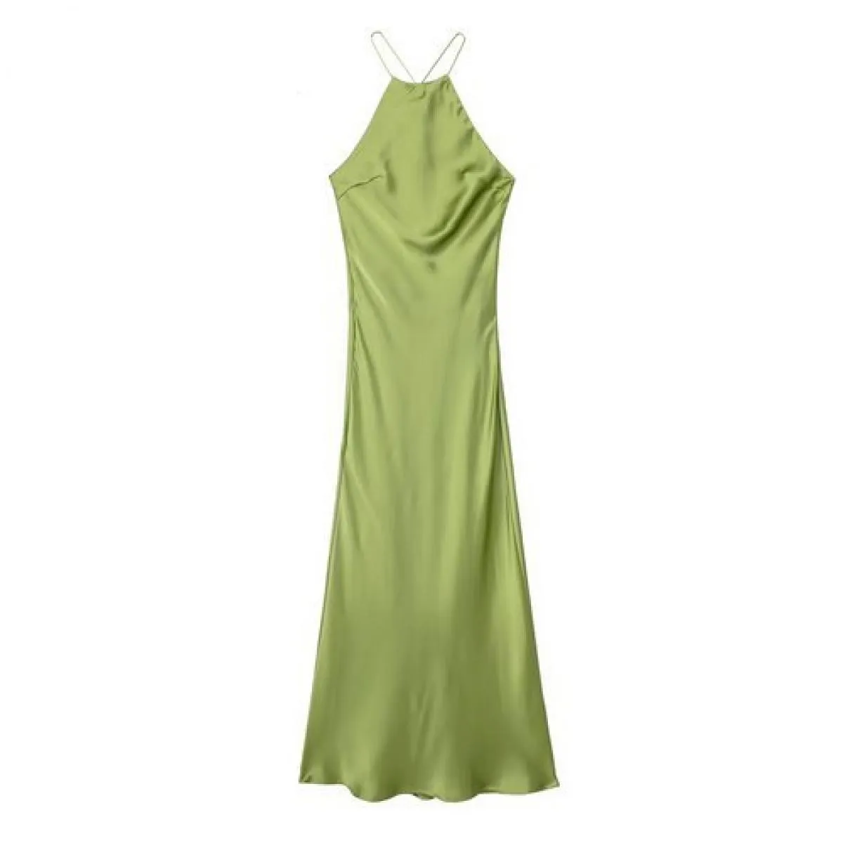 Abito estivo elegante in seta per le donne Halter lungo elegante abiti skinny festa femminile da sera Criss Cross Backless Traf