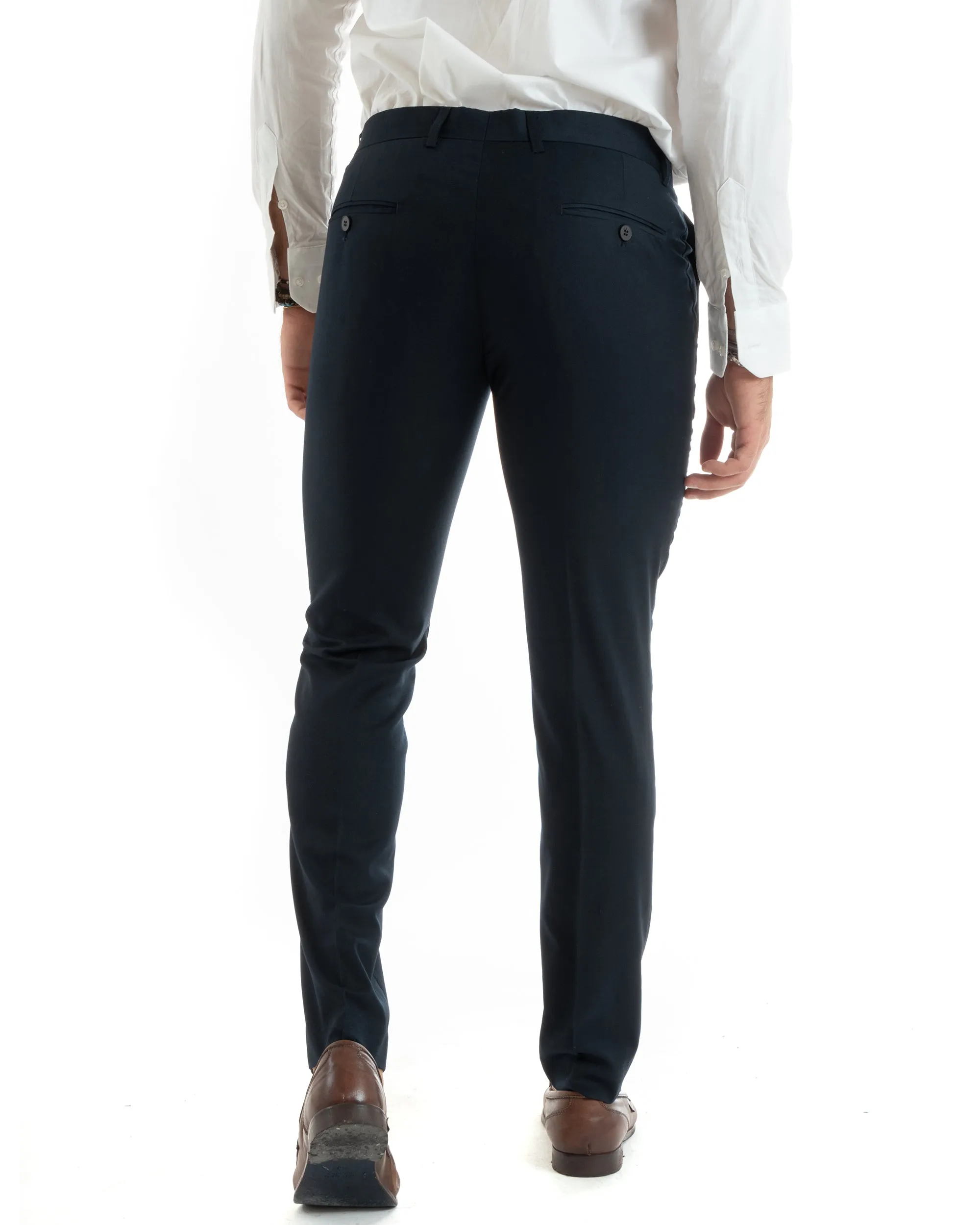 Abito Uomo Monopetto Vestito Completo Giacca Pantaloni Blu Elegante Casual GIOSAL-OU2430A
