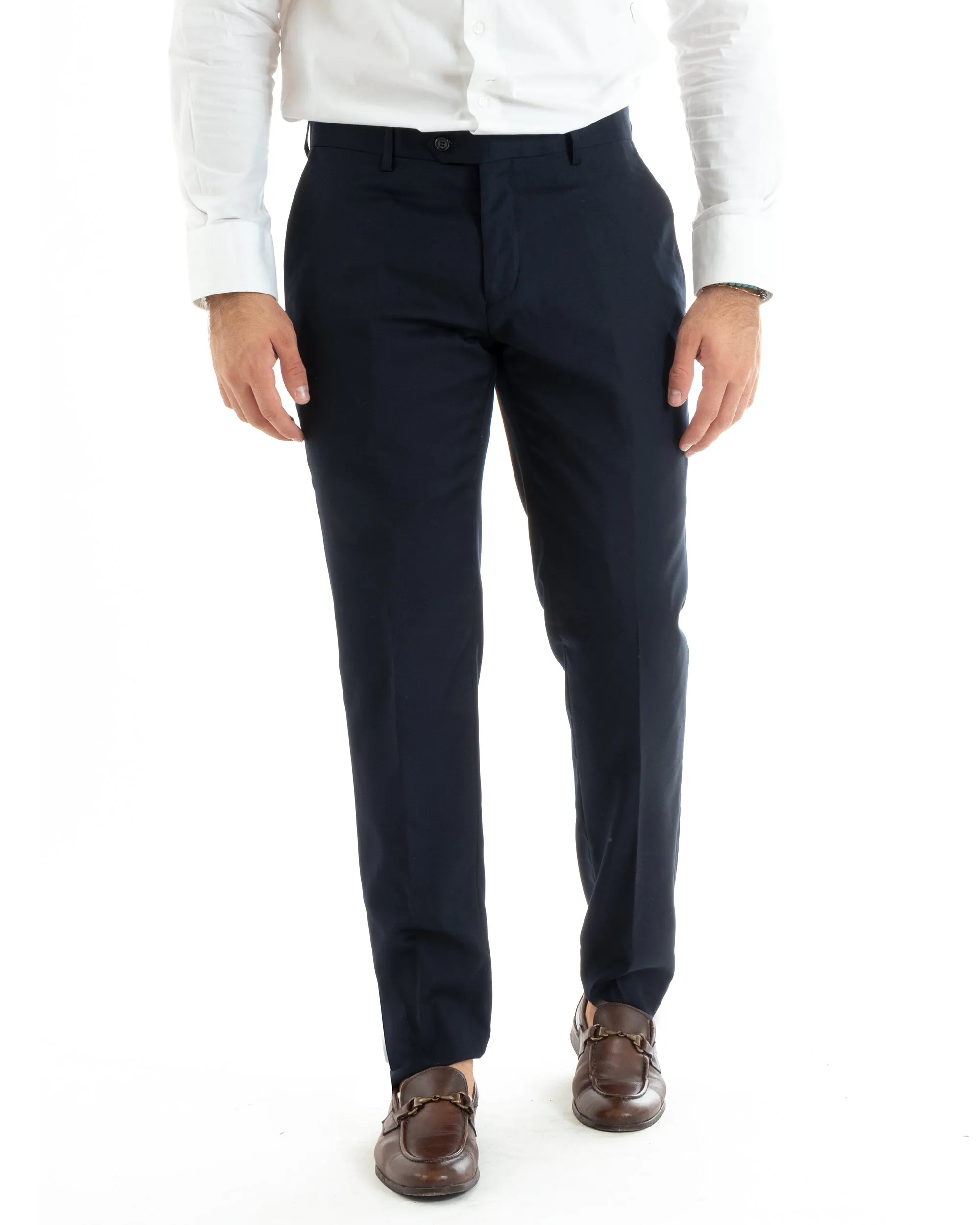 Abito Uomo Monopetto Vestito Smoking Rever Raso Completo Giacca Pantaloni Blu Elegante GIOSAL-OU2425A