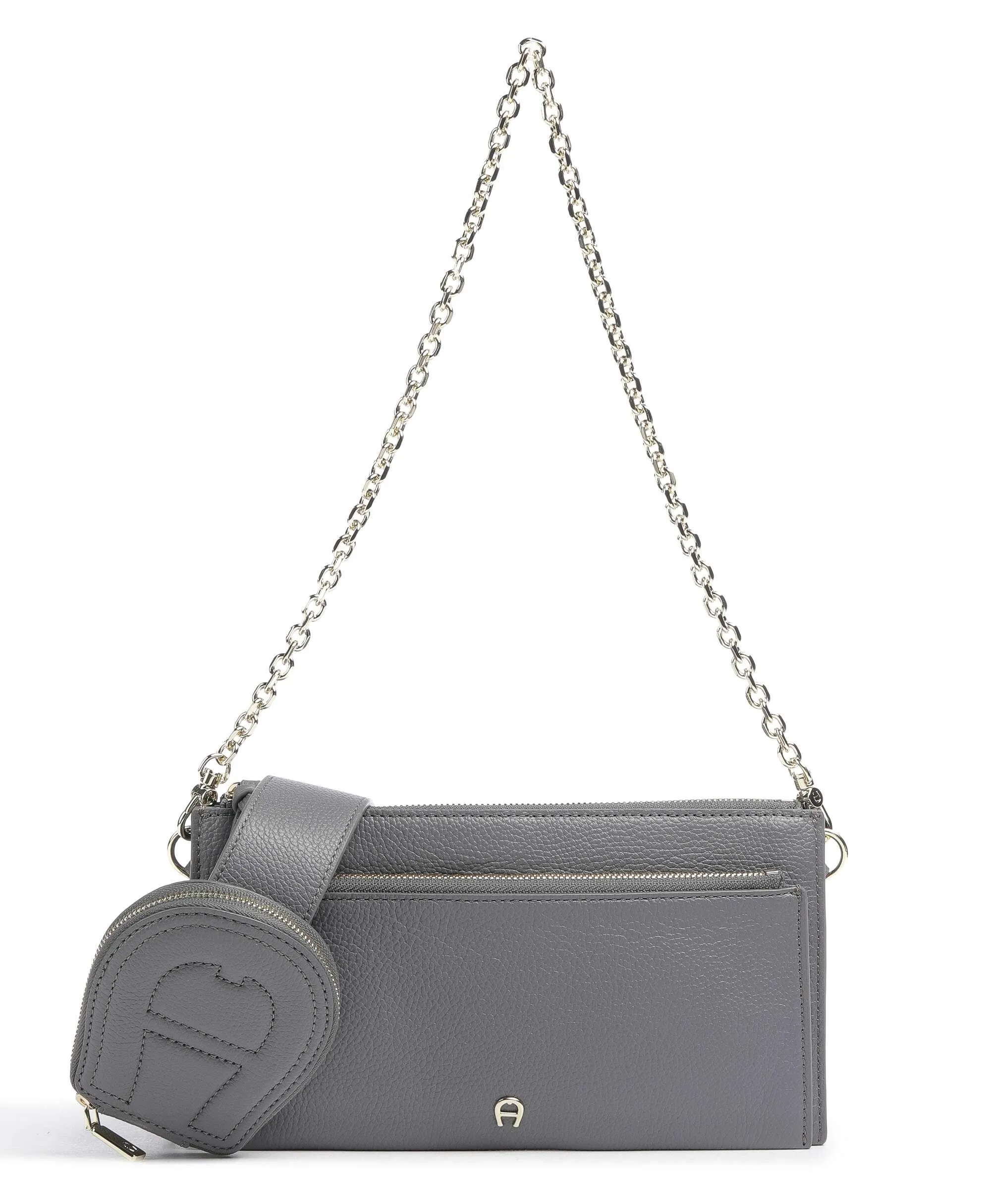  Aigner Isa S Borsa a spalla pelle di vacchetta grana grigio  