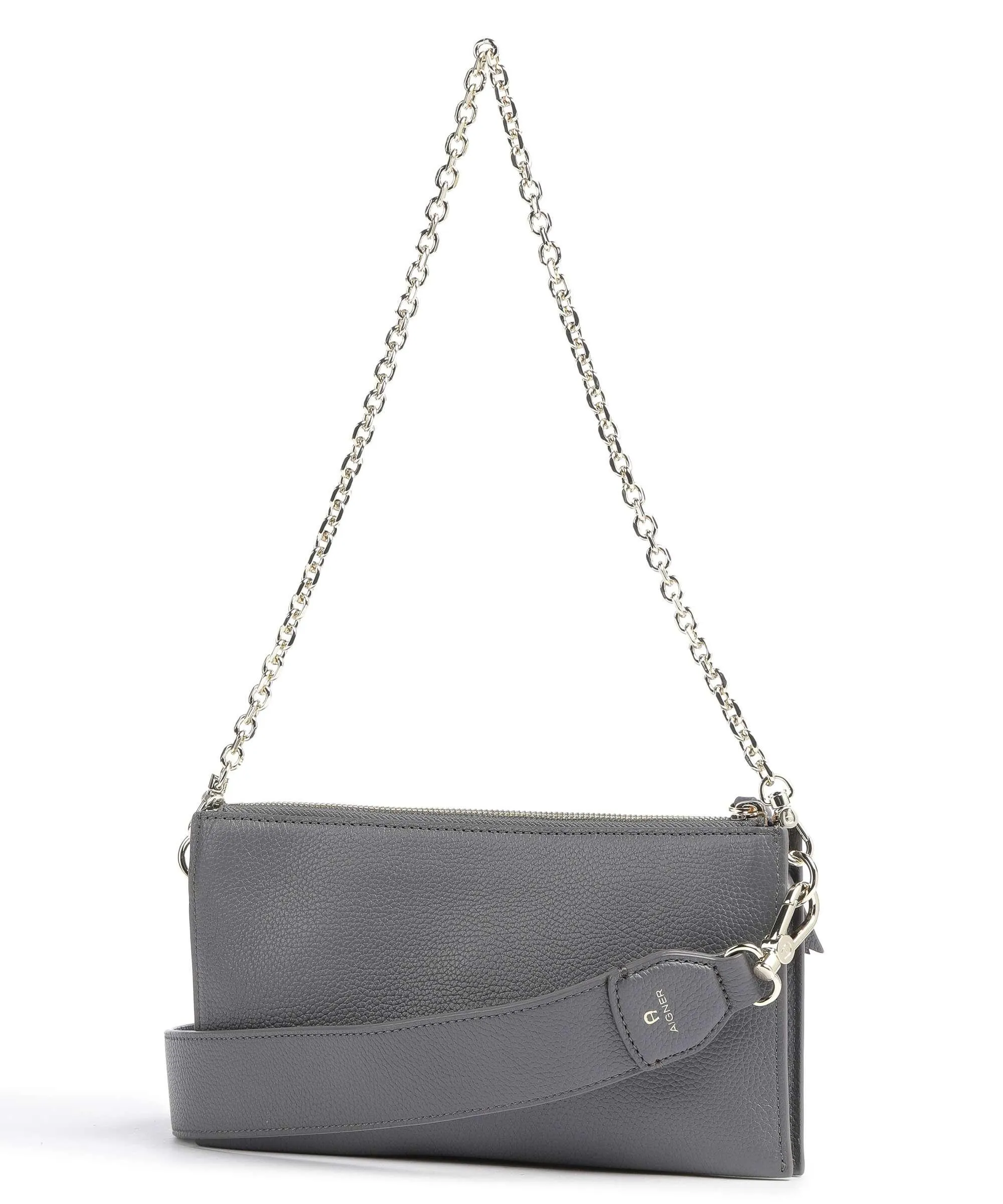  Aigner Isa S Borsa a spalla pelle di vacchetta grana grigio  