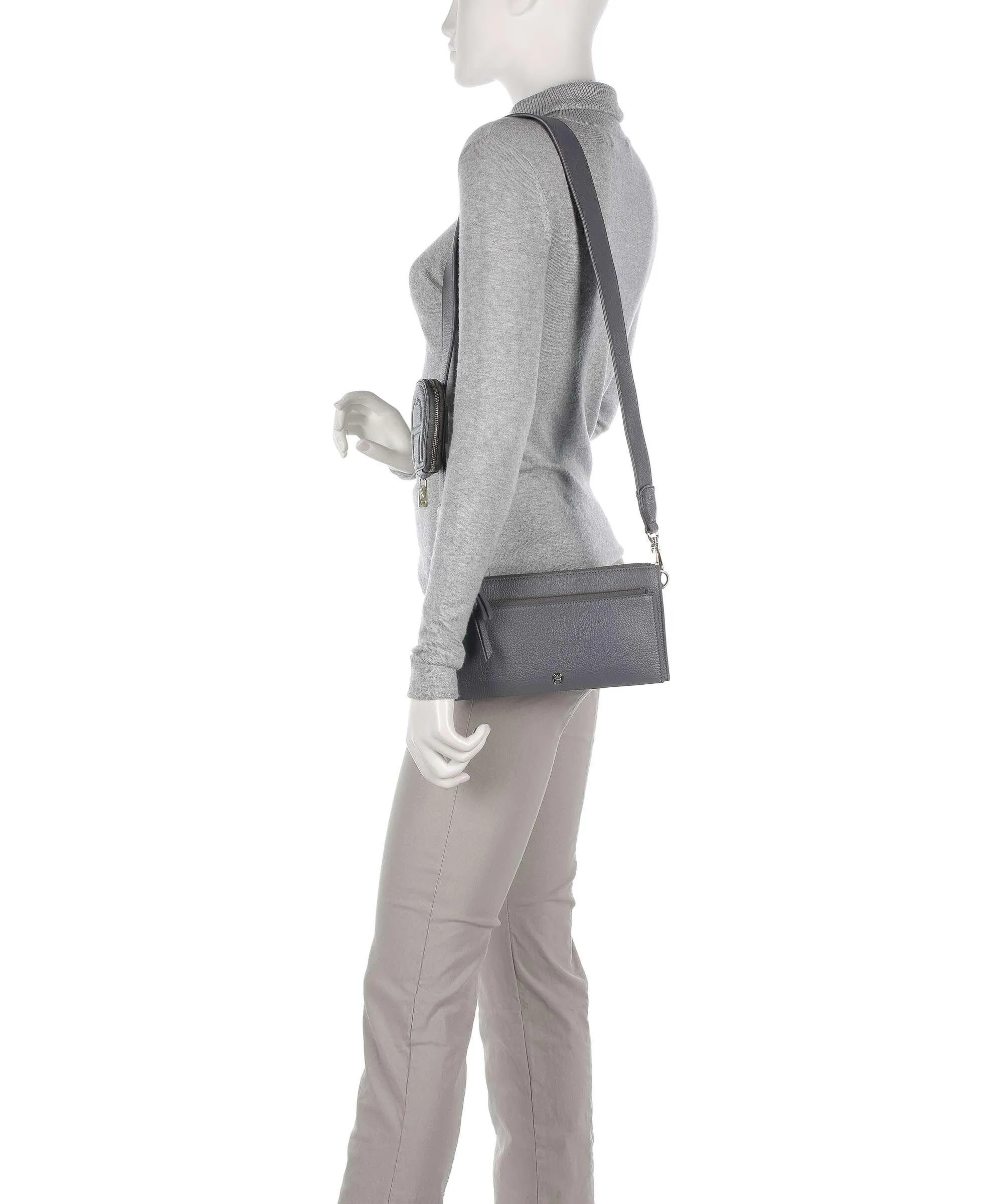 Aigner Isa S Borsa a spalla pelle di vacchetta grana grigio  