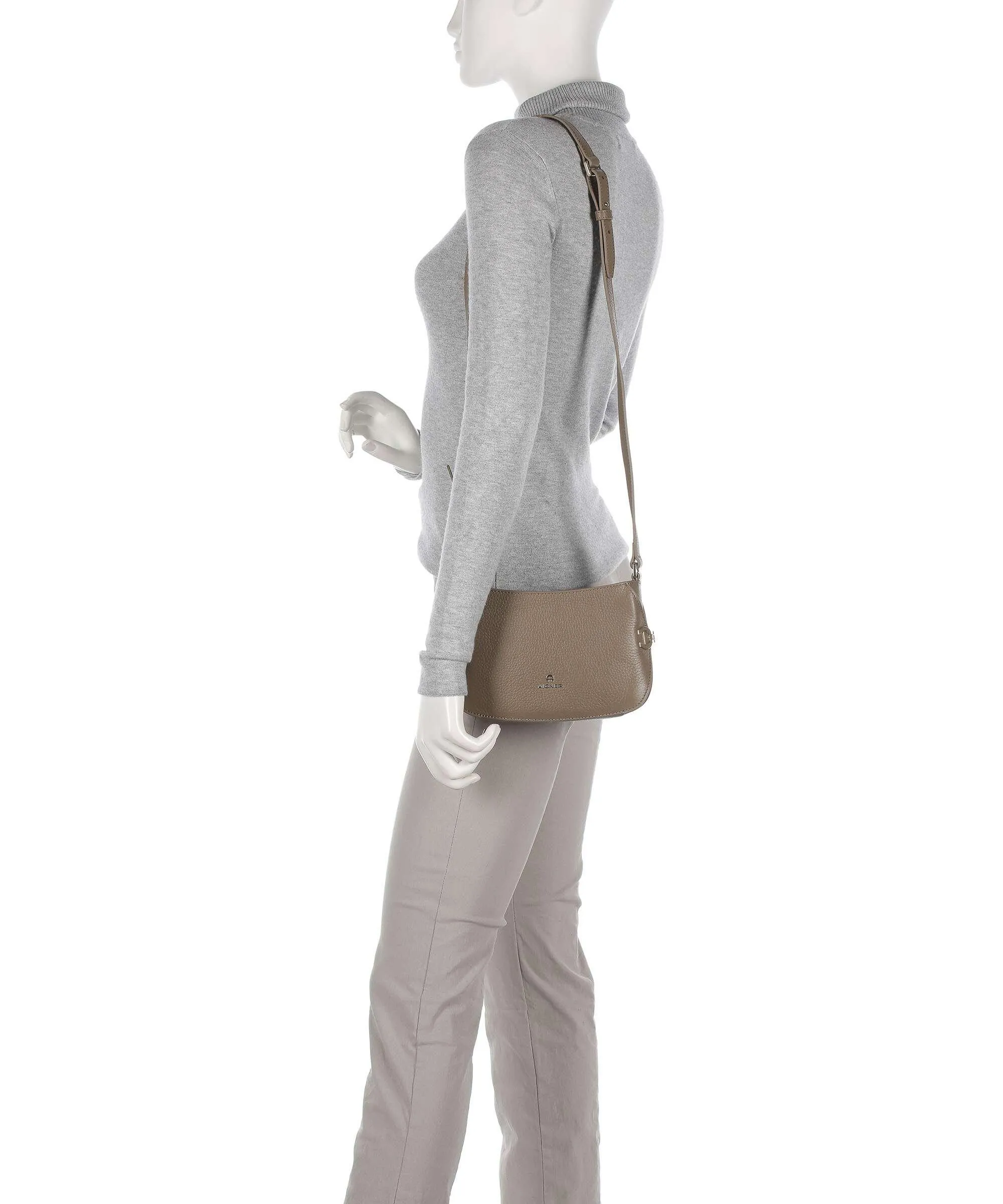  Aigner Milano S Borsa a tracolla pelle di vacchetta grana taupe  