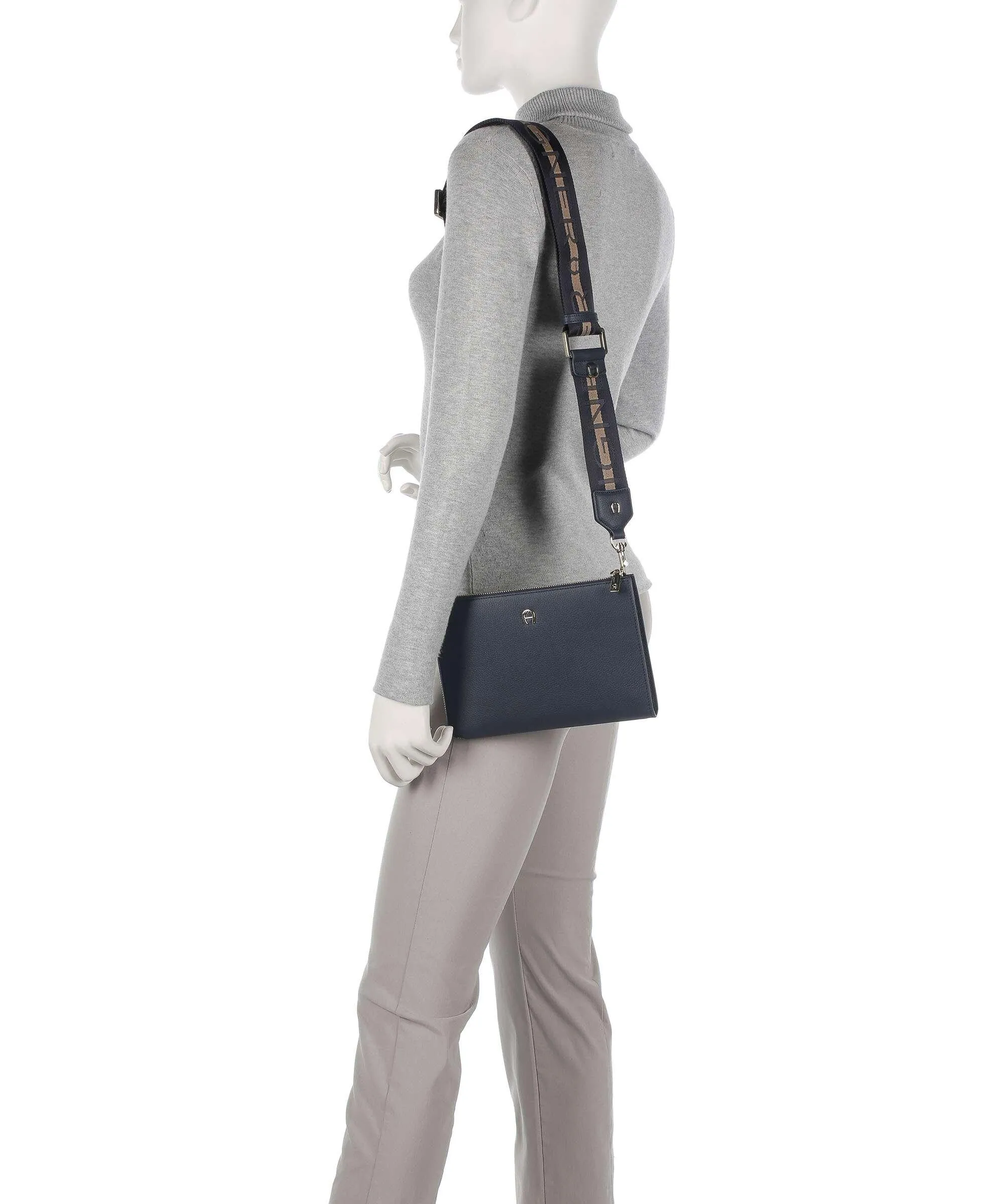  Aigner Zita Borsa a tracolla pelle di vacchetta grana blu scuro  