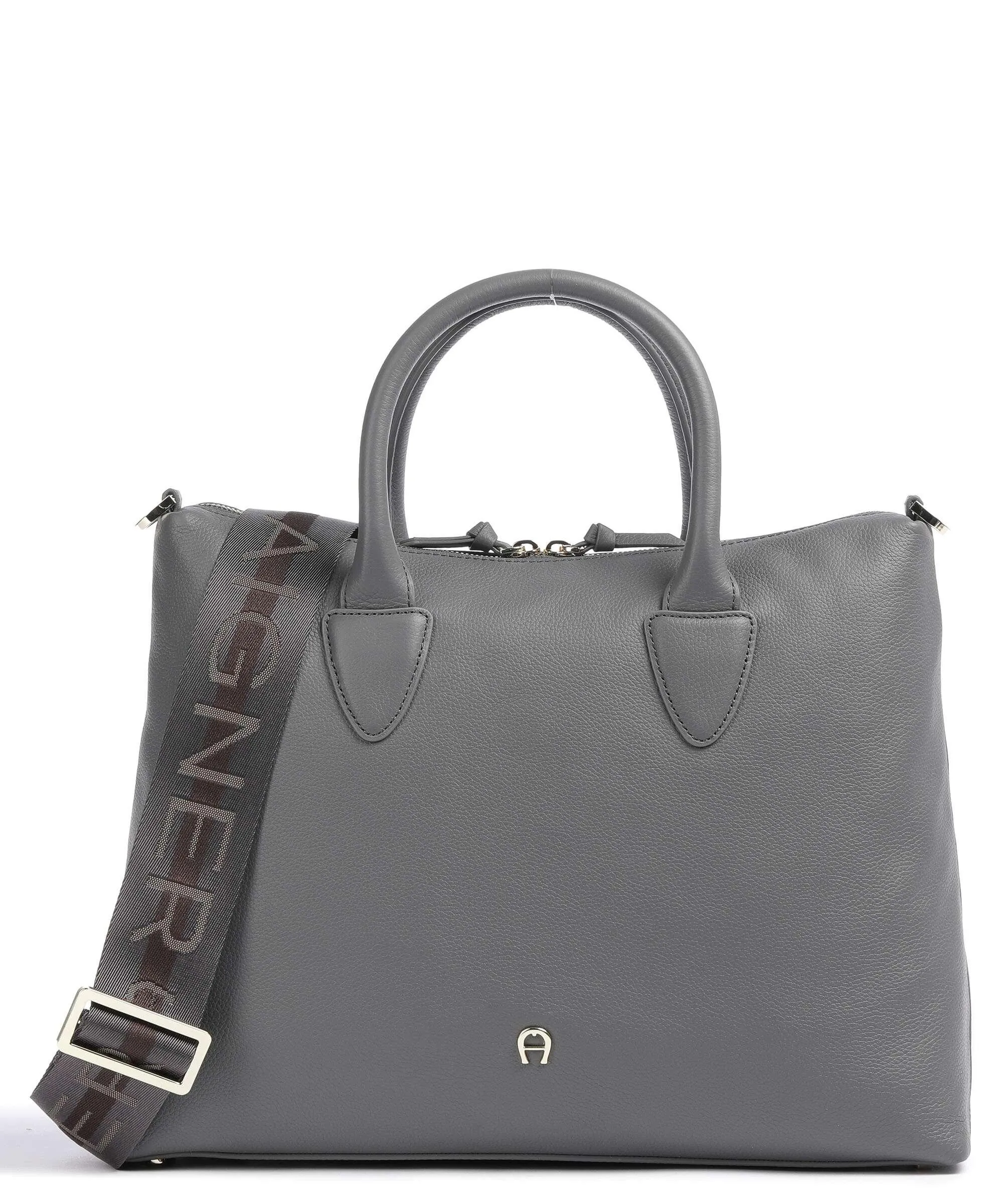  Aigner Zita M Borsa a mano pelle di vacchetta grana grigio  