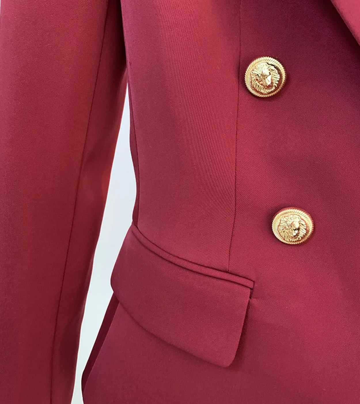 Alta qualità 2022 Blazer di design più recente da donna Classic Lion Buttons Giacca blazer doppiopetto aderente bordeaux