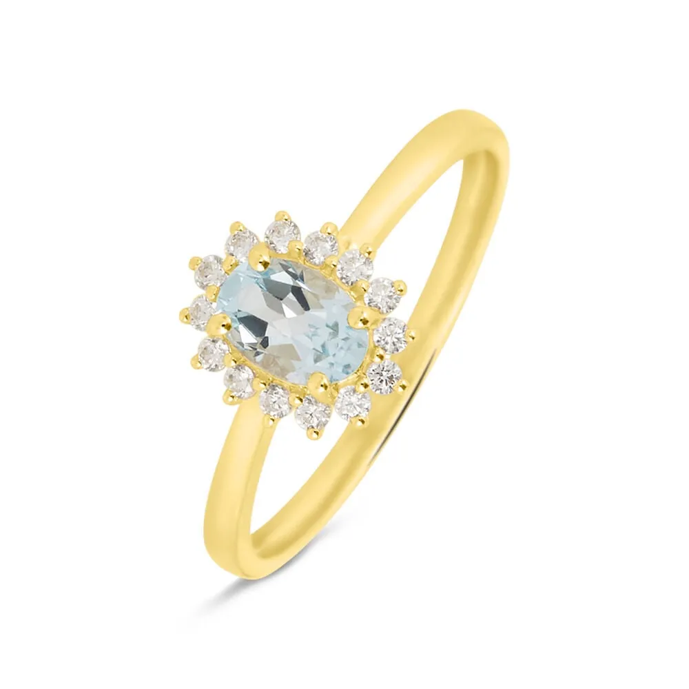 Anello Solitario Amélie Oro Giallo 375/1000 Topazio Sky Blue Cubic Zirconia Bianco 1427458
