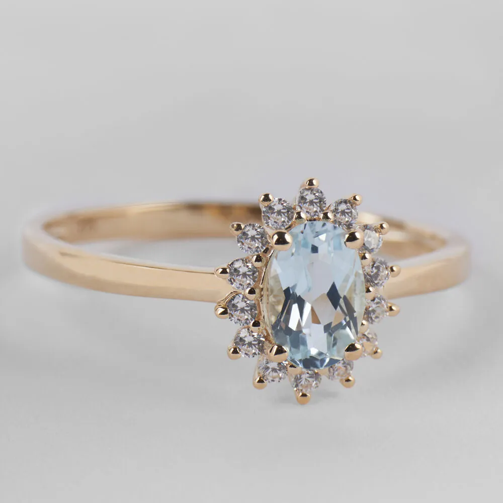 Anello Solitario Amélie Oro Giallo 375/1000 Topazio Sky Blue Cubic Zirconia Bianco 1427458