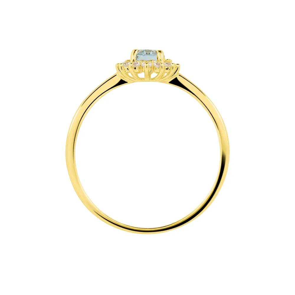 Anello Solitario Amélie Oro Giallo 375/1000 Topazio Sky Blue Cubic Zirconia Bianco 1427458