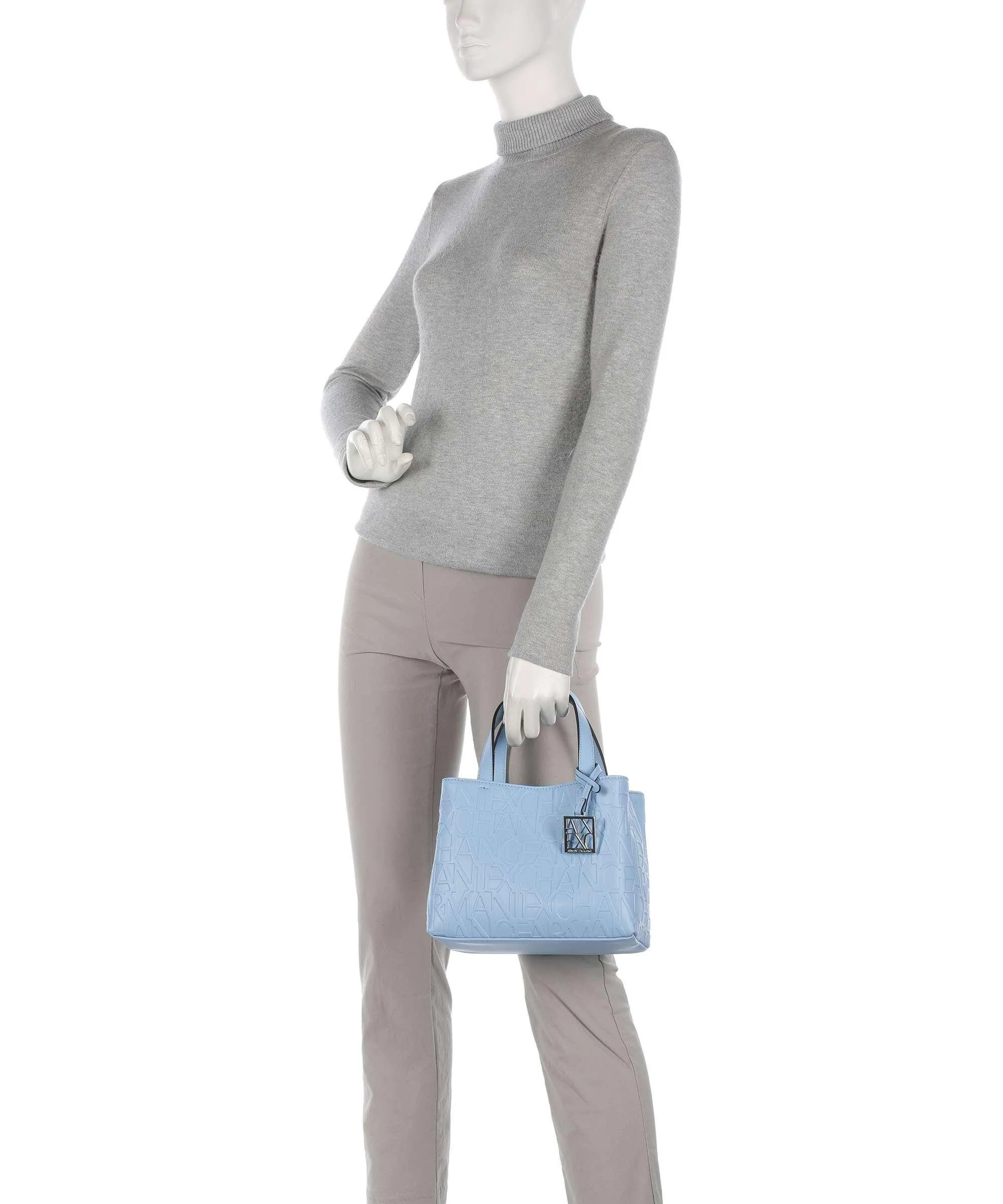  Armani Exchange Liz S Borsa a mano pelle sintetica blu chiaro  