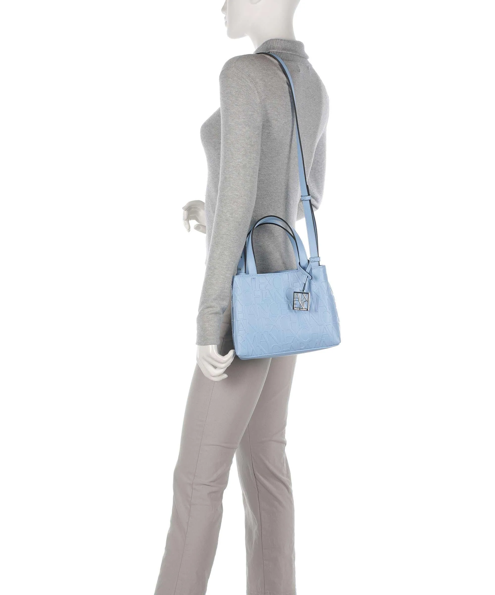  Armani Exchange Liz S Borsa a mano pelle sintetica blu chiaro  