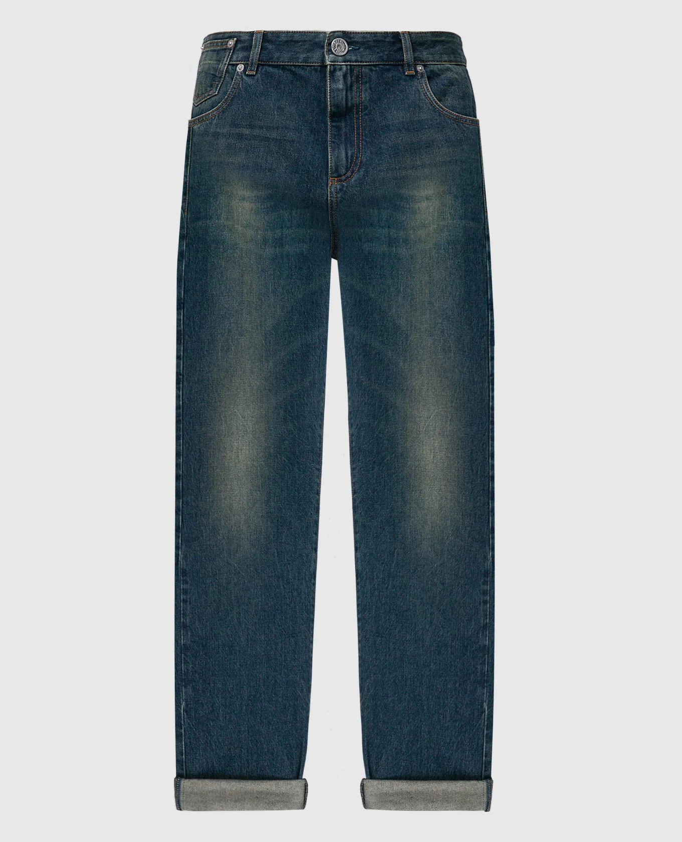 Balmain Jeans blu effetto used con logo BH0MI044DD93