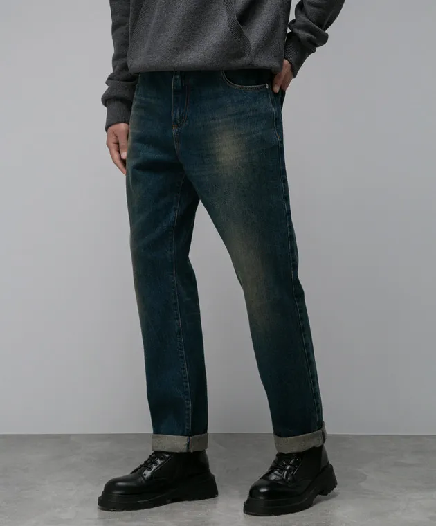 Balmain Jeans blu effetto used con logo BH0MI044DD93