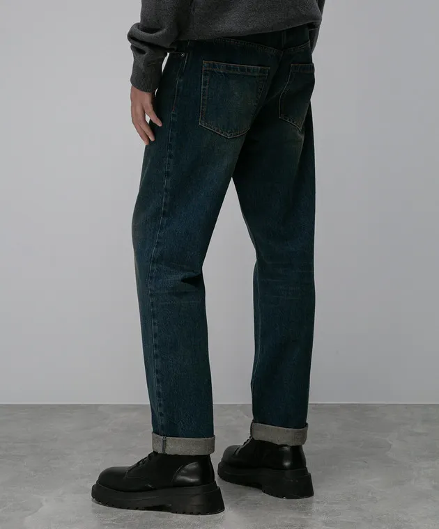 Balmain Jeans blu effetto used con logo BH0MI044DD93