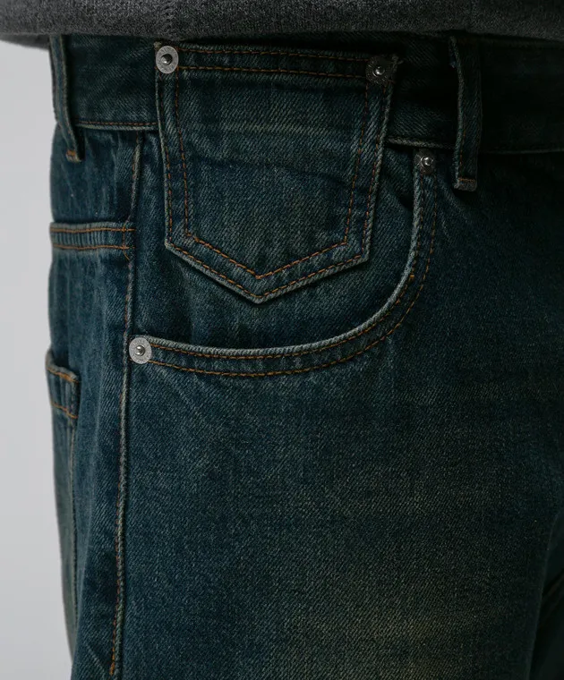 Balmain Jeans blu effetto used con logo BH0MI044DD93