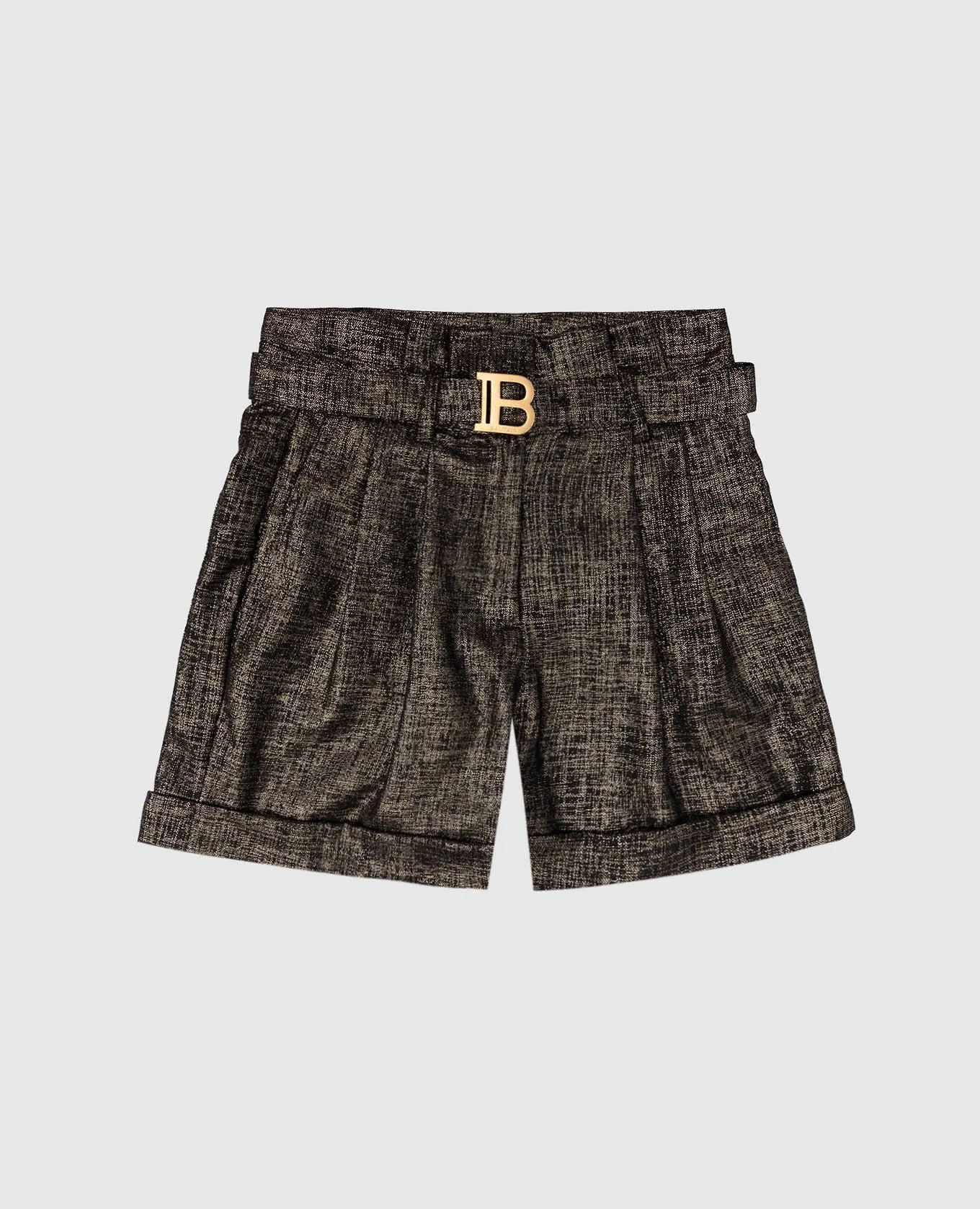 Balmain Shorts neri da bambino con lurex 6R6A69I00961214
