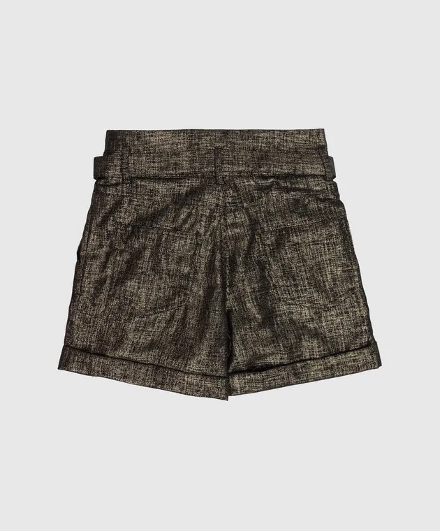 Balmain Shorts neri da bambino con lurex 6R6A69I00961214