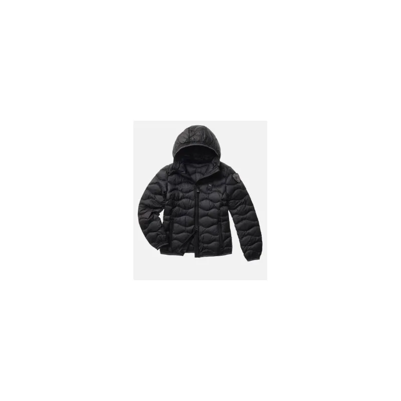 Blauer Piumino A Onde Cappuccio Nero Donna
