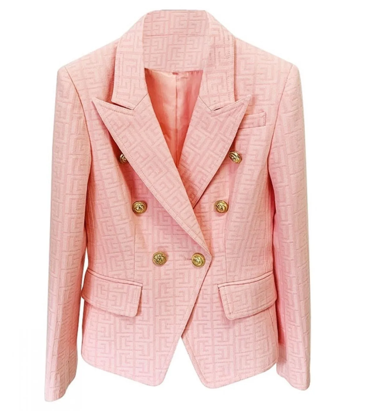 Blazer Donna Khaki Plaid Labyrinth Jacquard Doppiopetto Gold Lion Button Blazer da ufficio Giacca 2022 High Qu