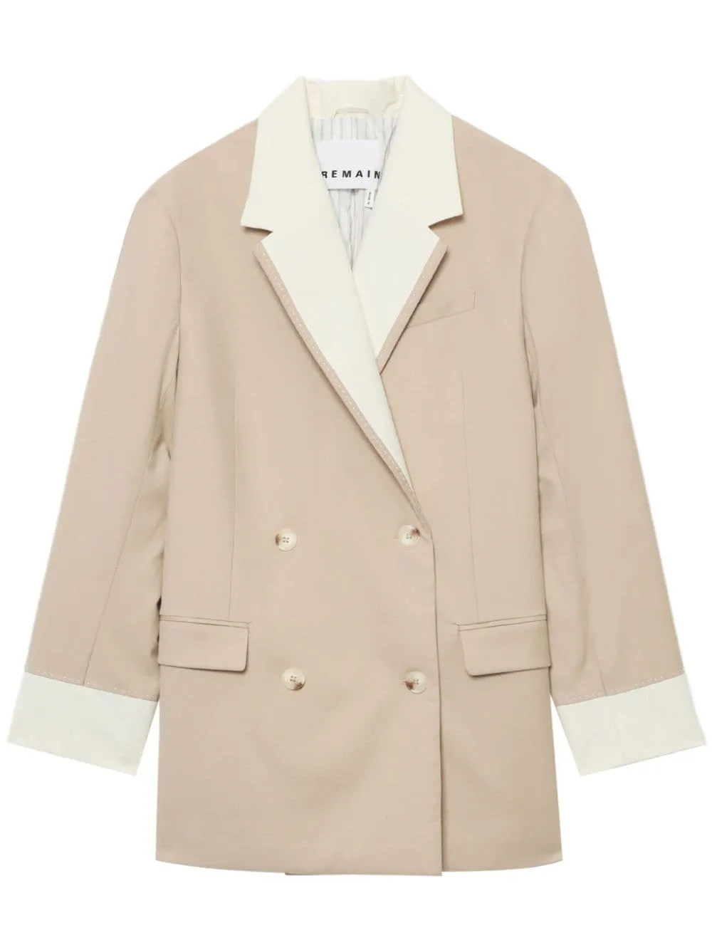 Blazer doppiopetto con design bicolore in beige - donna