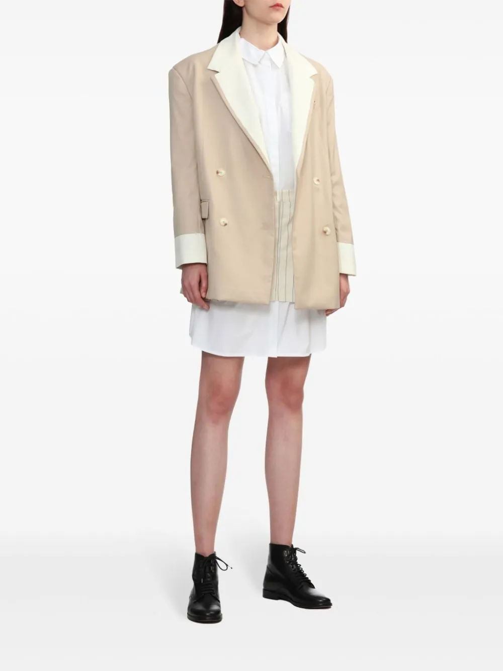 Blazer doppiopetto con design bicolore in beige - donna