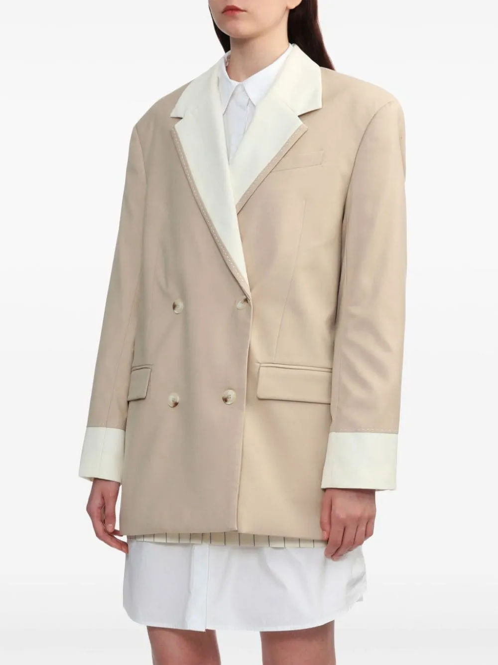 Blazer doppiopetto con design bicolore in beige - donna