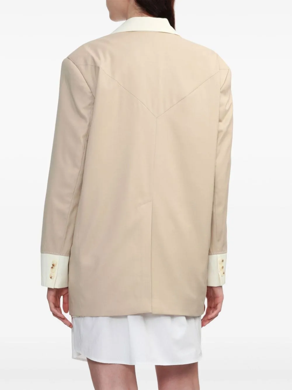 Blazer doppiopetto con design bicolore in beige - donna