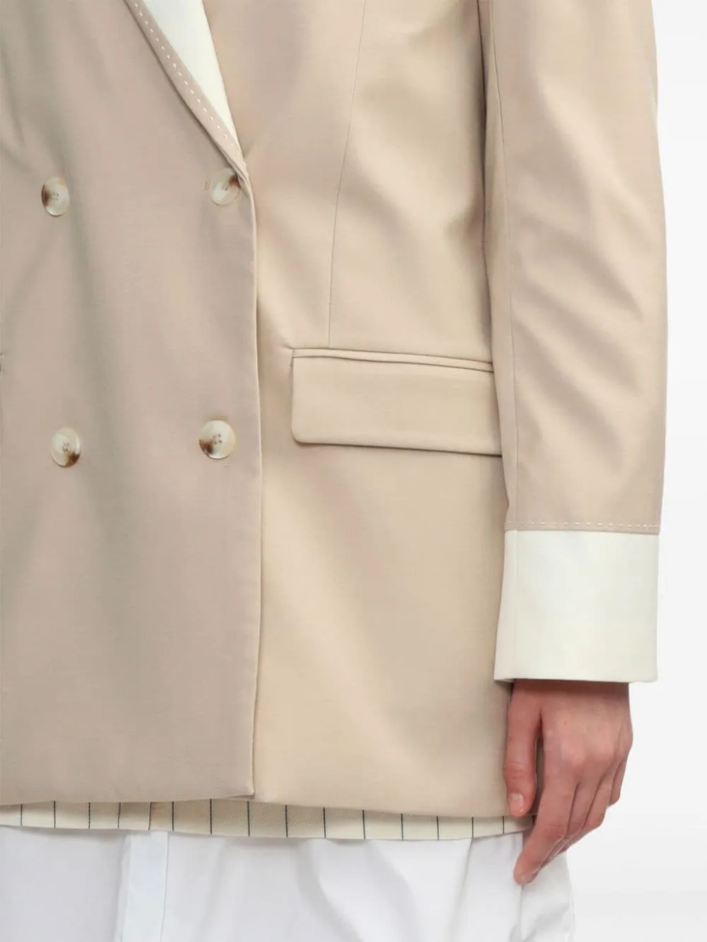Blazer doppiopetto con design bicolore in beige - donna