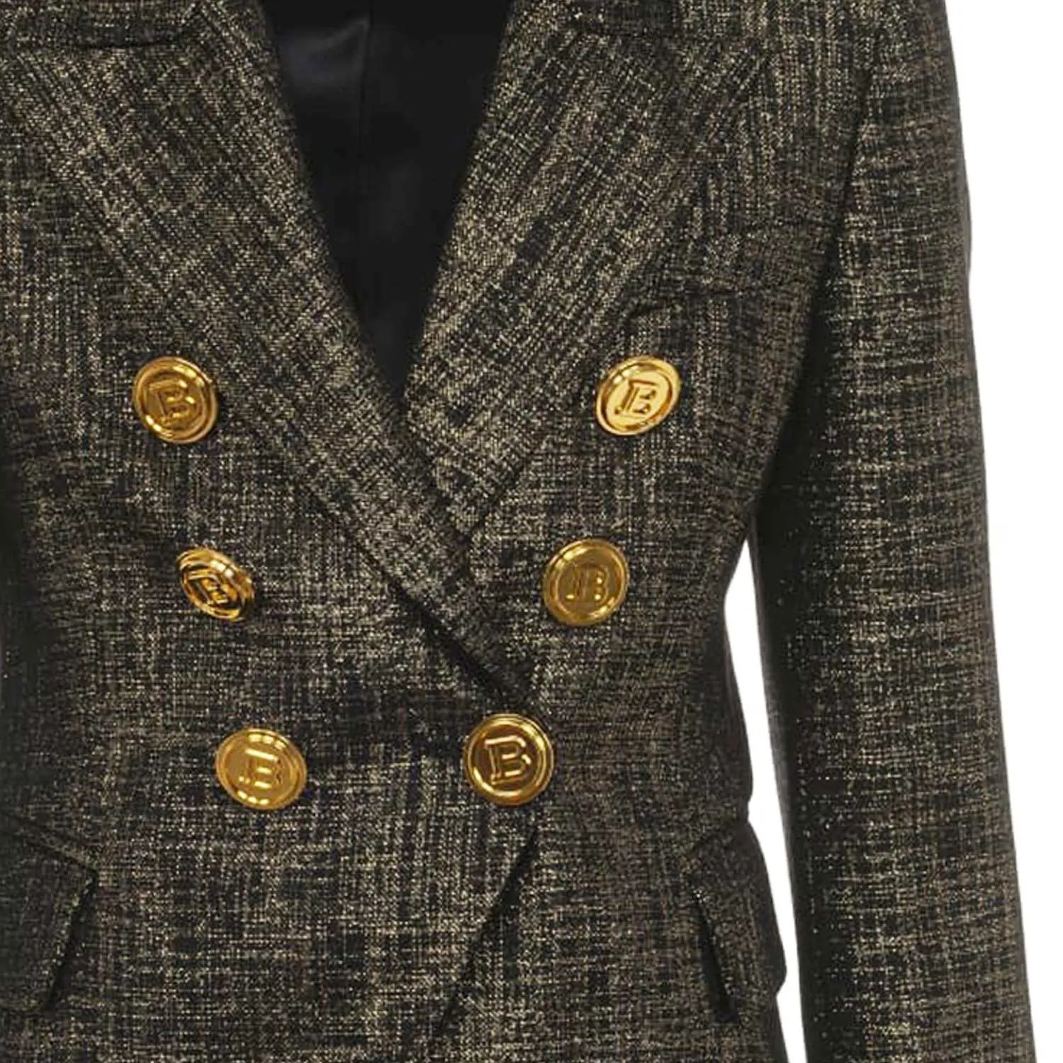 Blazer Doppiopetto Nero E Oro Lurex Teen Girl
