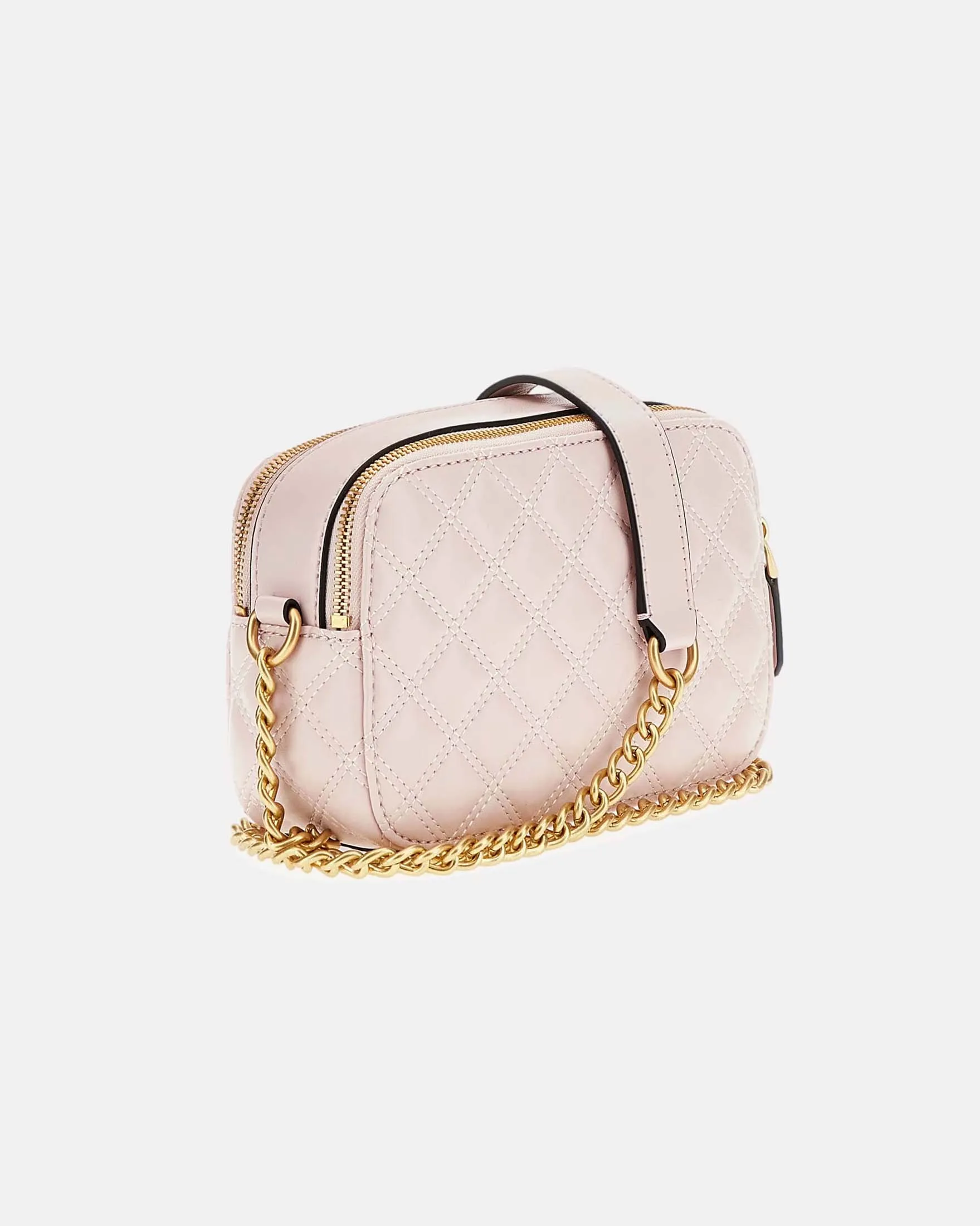Borsa a tracolla color cipria in similpelle matelassé con chiusura a patta logata frontale