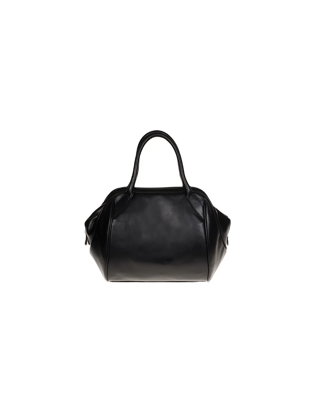 Borsa bauletto nera in vera pelle, made in Italy