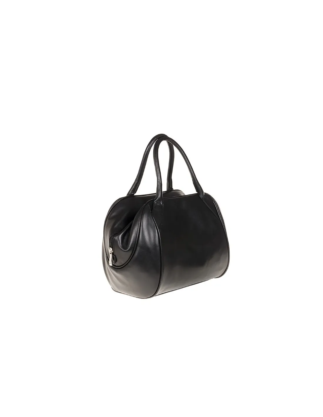 Borsa bauletto nera in vera pelle, made in Italy