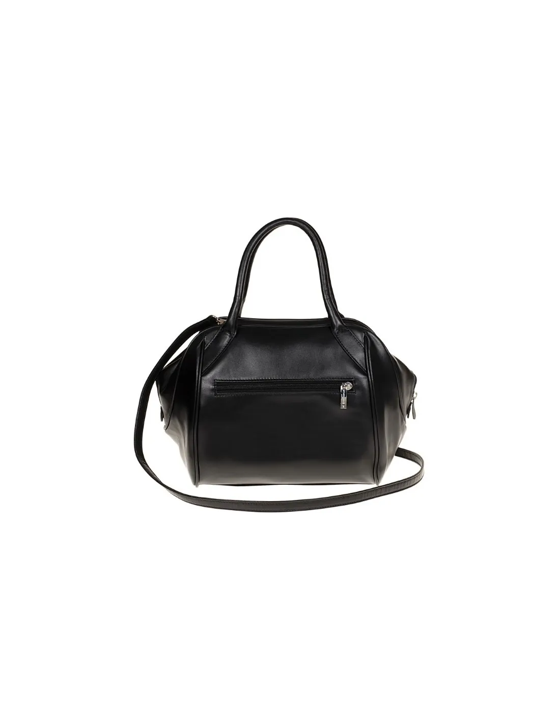 Borsa bauletto nera in vera pelle, made in Italy