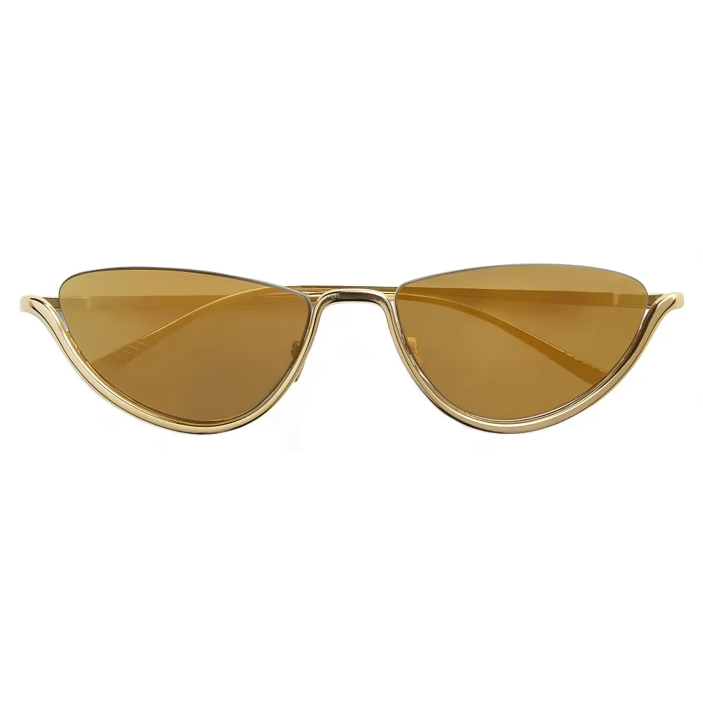 Bottega Veneta - Occhiali da Sole con Mezza Montatura in Metallo - Oro - Occhiali da Sole - Bottega Veneta Eyewear