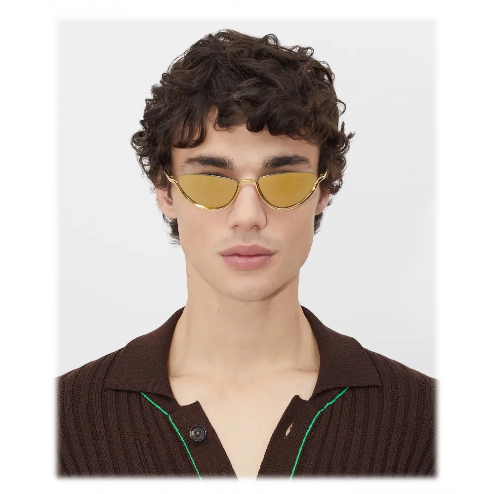 Bottega Veneta - Occhiali da Sole con Mezza Montatura in Metallo - Oro - Occhiali da Sole - Bottega Veneta Eyewear