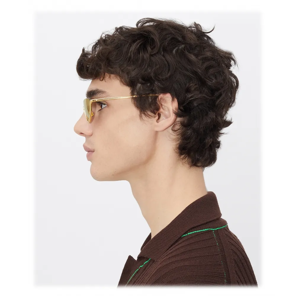 Bottega Veneta - Occhiali da Sole con Mezza Montatura in Metallo - Oro - Occhiali da Sole - Bottega Veneta Eyewear