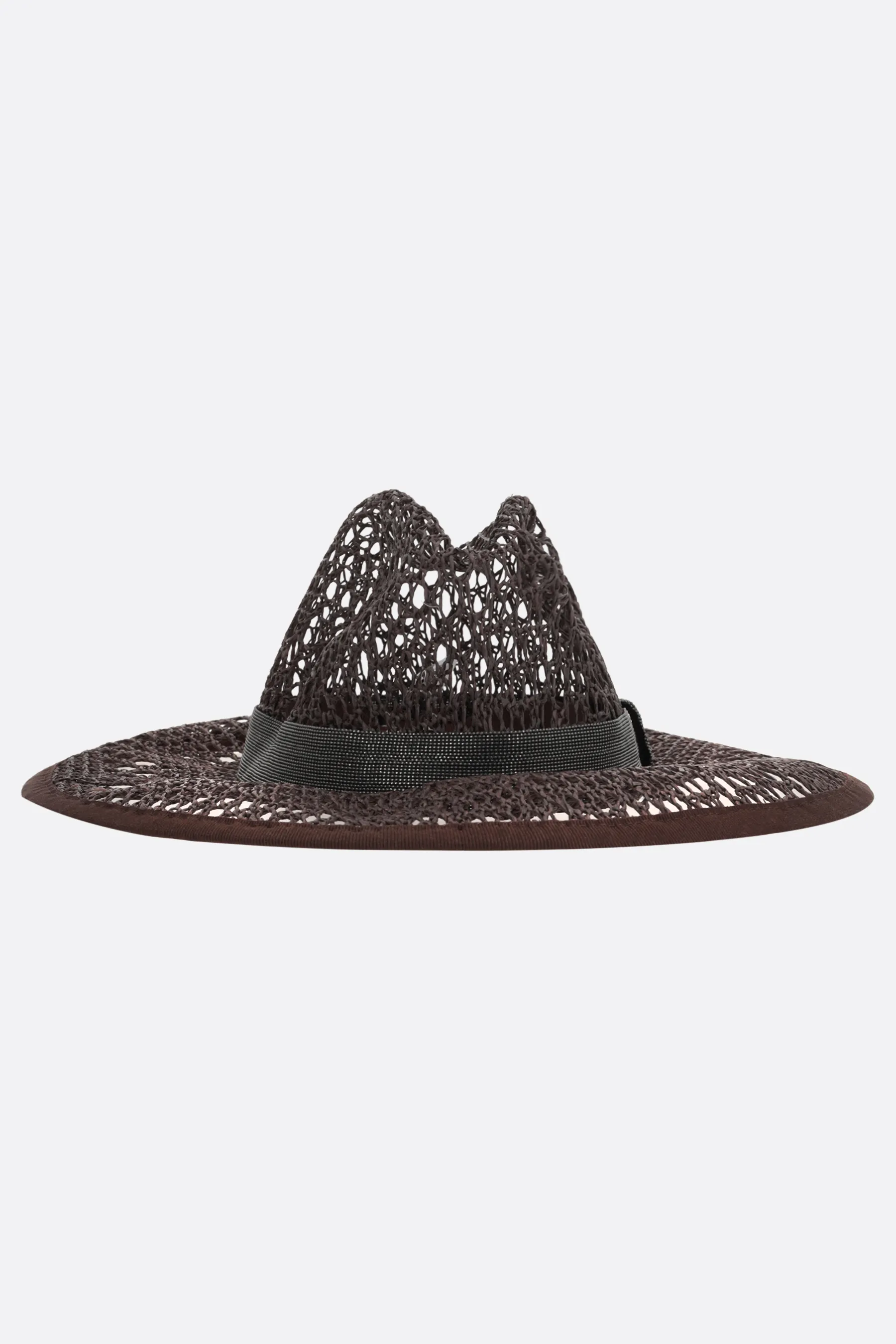 BRUNELLO CUCINELLI cappello in rafia sintetica con Precious Band