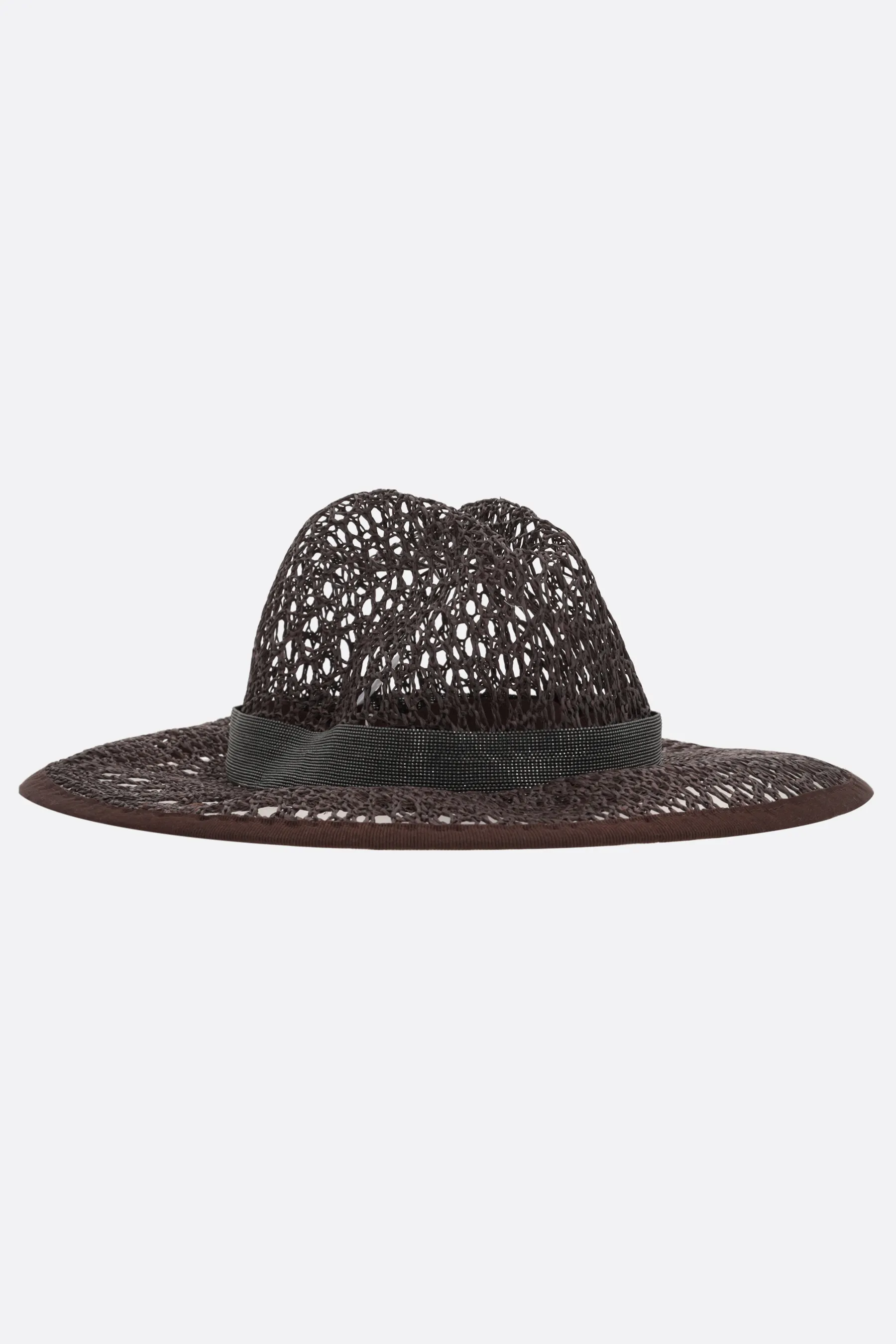 BRUNELLO CUCINELLI cappello in rafia sintetica con Precious Band