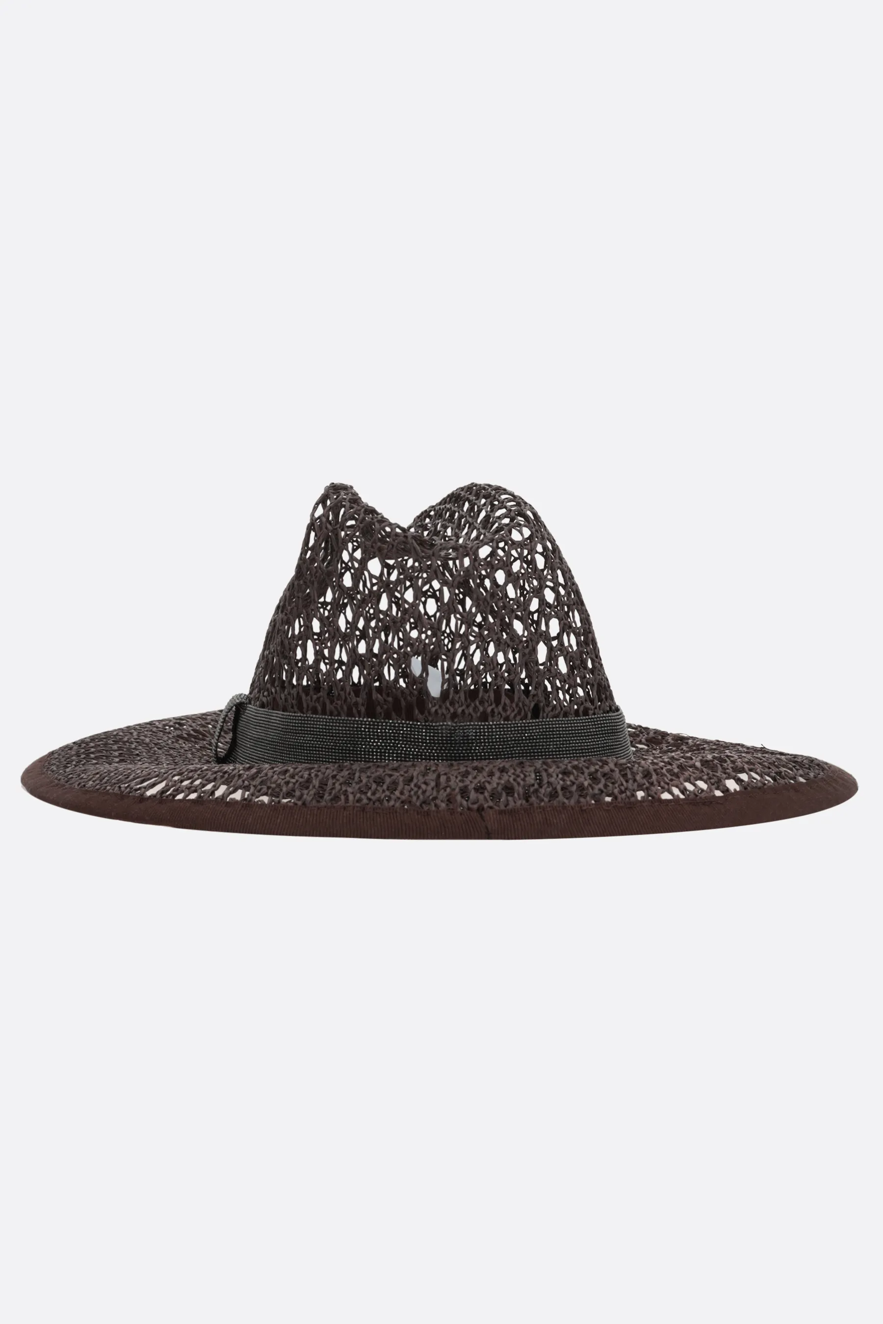 BRUNELLO CUCINELLI cappello in rafia sintetica con Precious Band