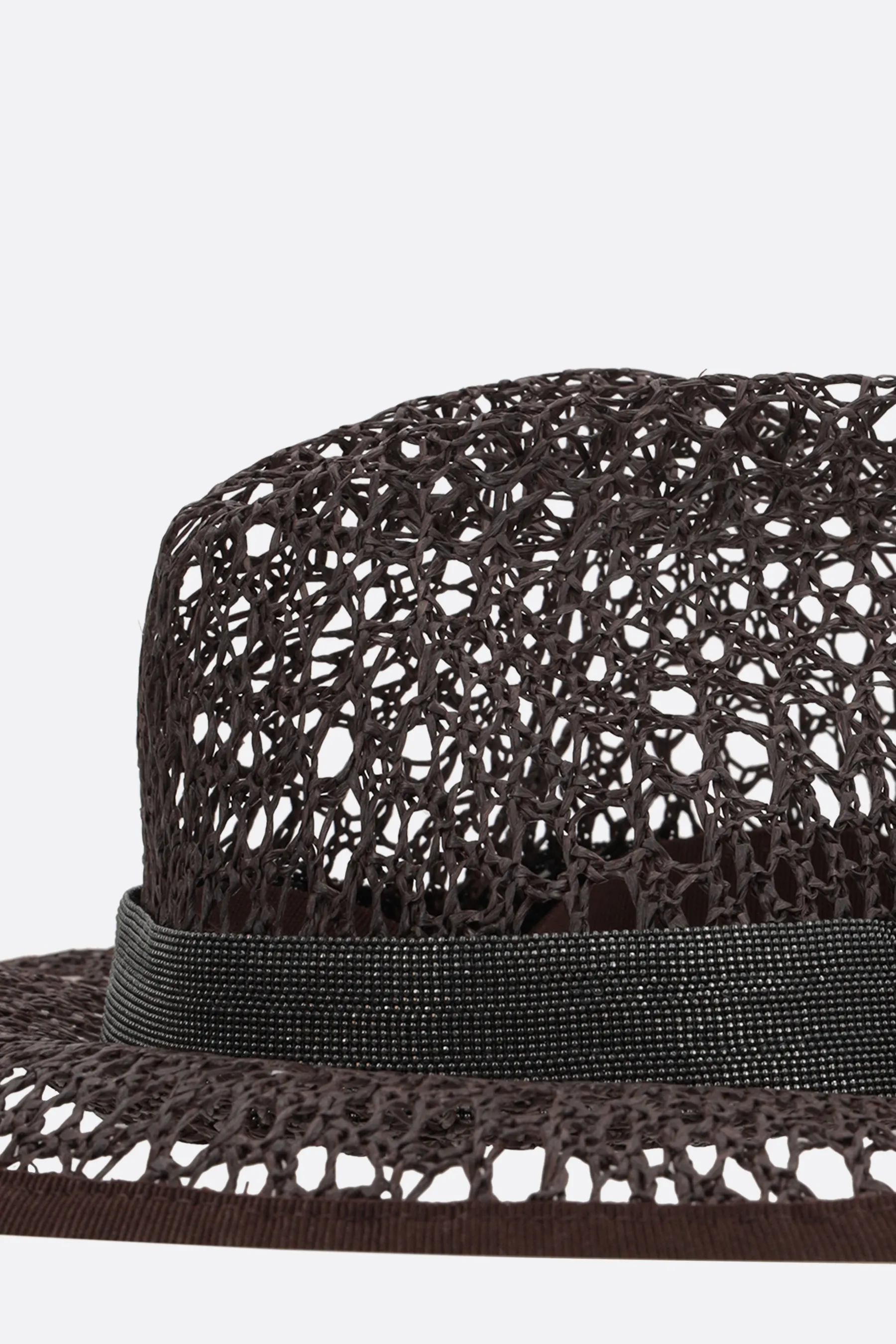 BRUNELLO CUCINELLI cappello in rafia sintetica con Precious Band