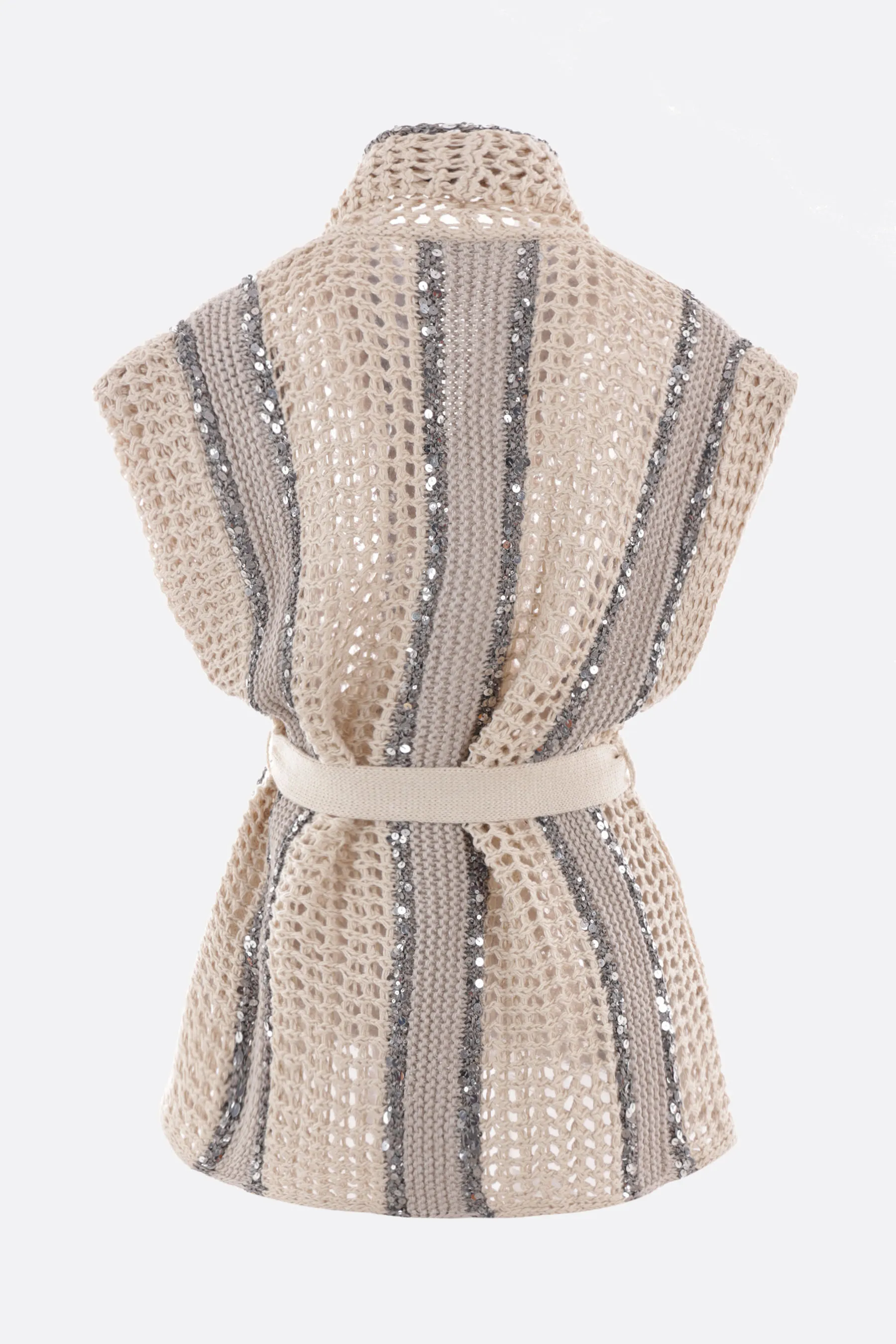 BRUNELLO CUCINELLI cardigan in misto juta con paillettes
