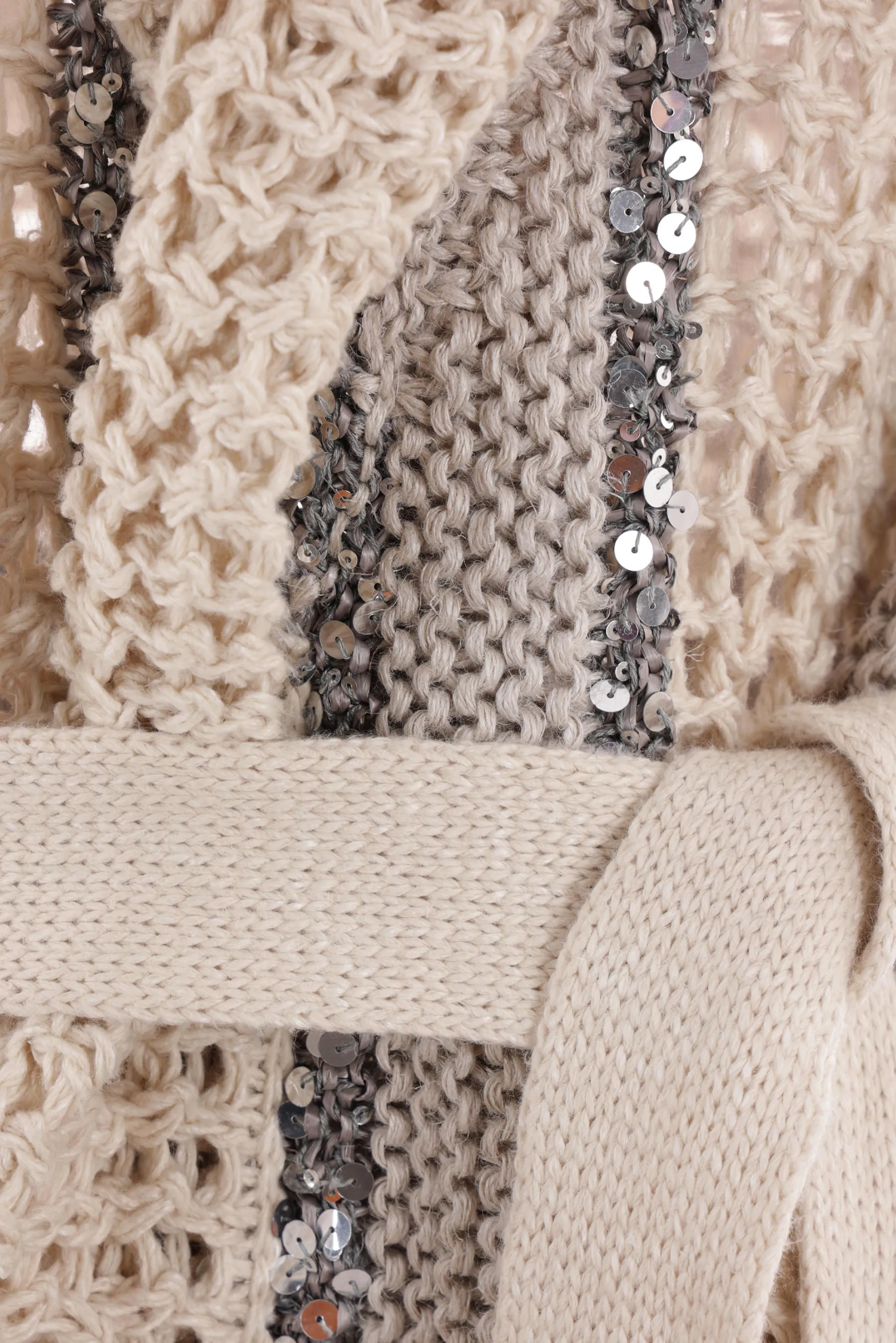 BRUNELLO CUCINELLI cardigan in misto juta con paillettes