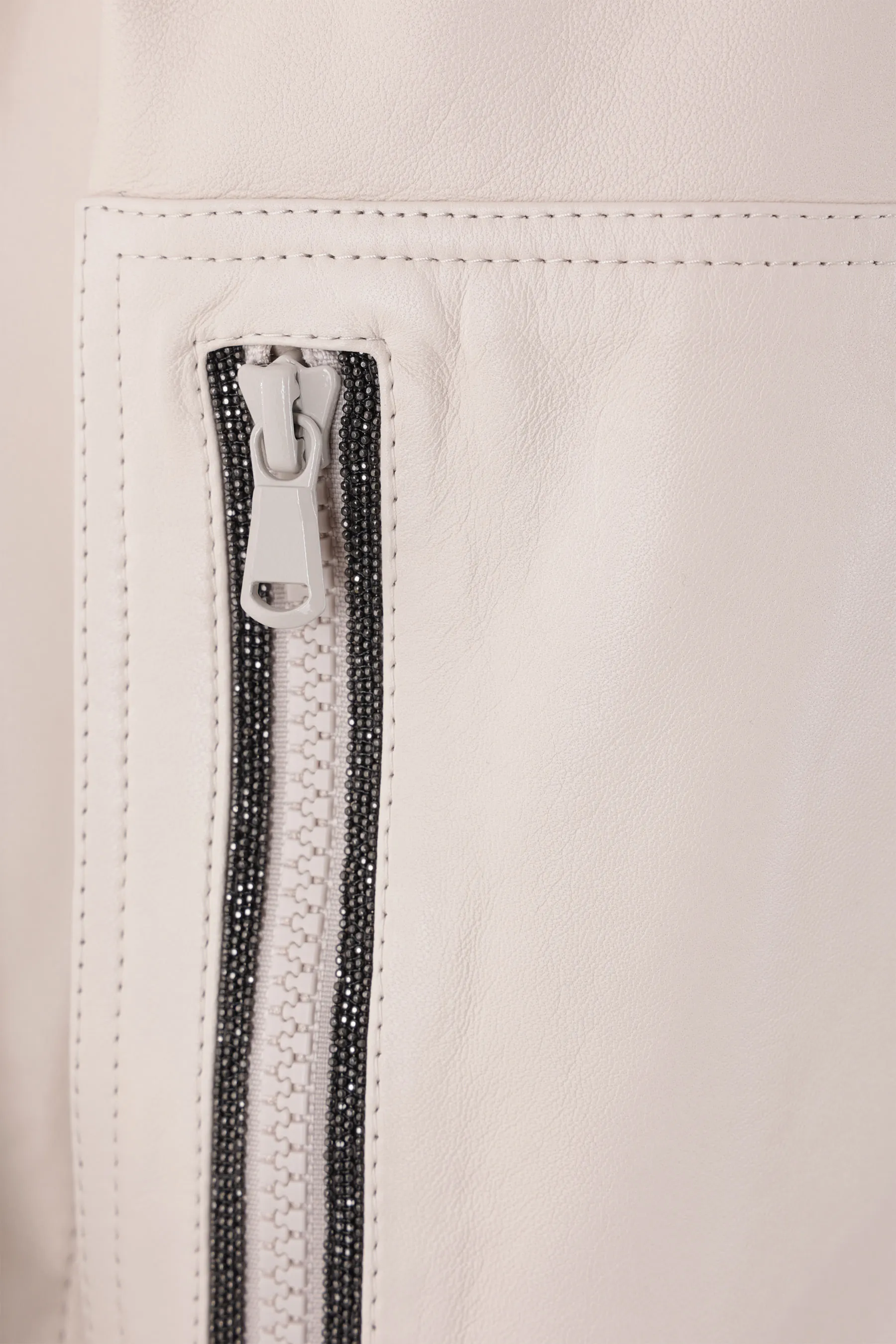 BRUNELLO CUCINELLI giubbotto bomber in pelle con monile