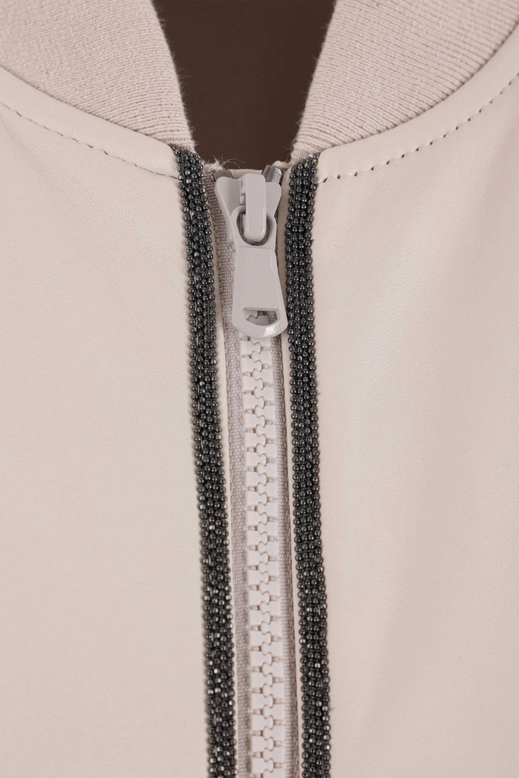 BRUNELLO CUCINELLI giubbotto bomber in pelle con monile